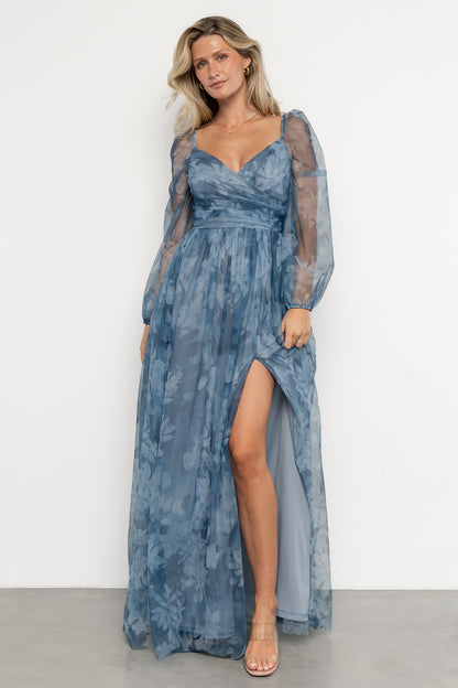 Nara Tulle Maxi Dress | Blue Floral