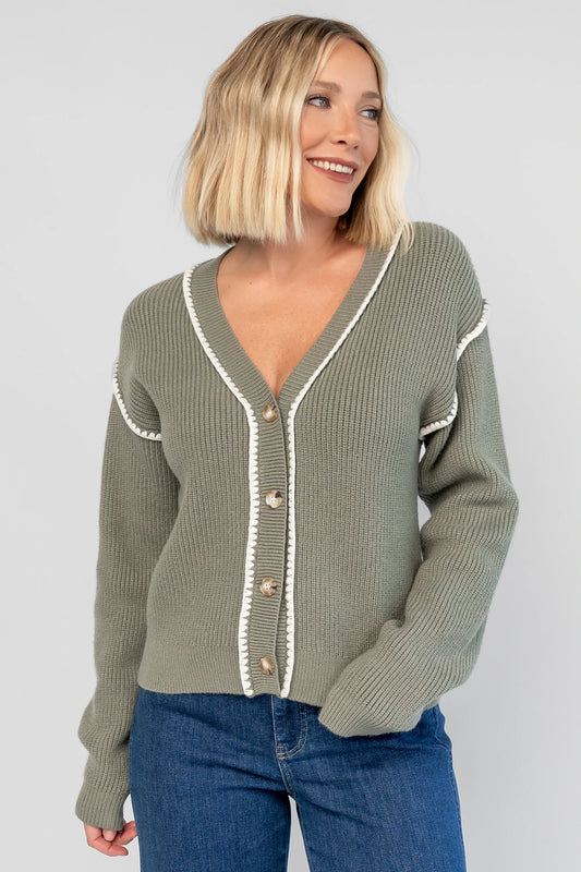 Clarke Button Up Cardigan | Dusty Sage