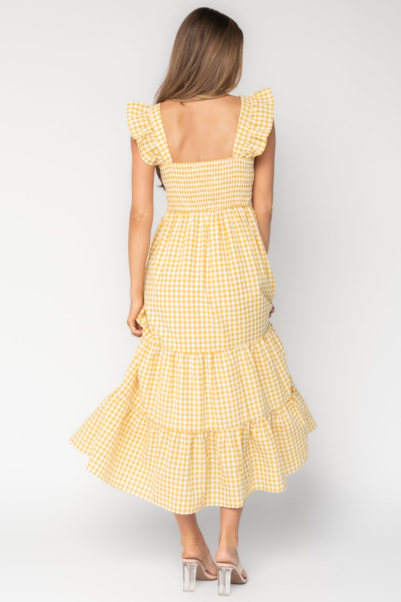 Campbell Gingham Maxi Dress | Yellow + White