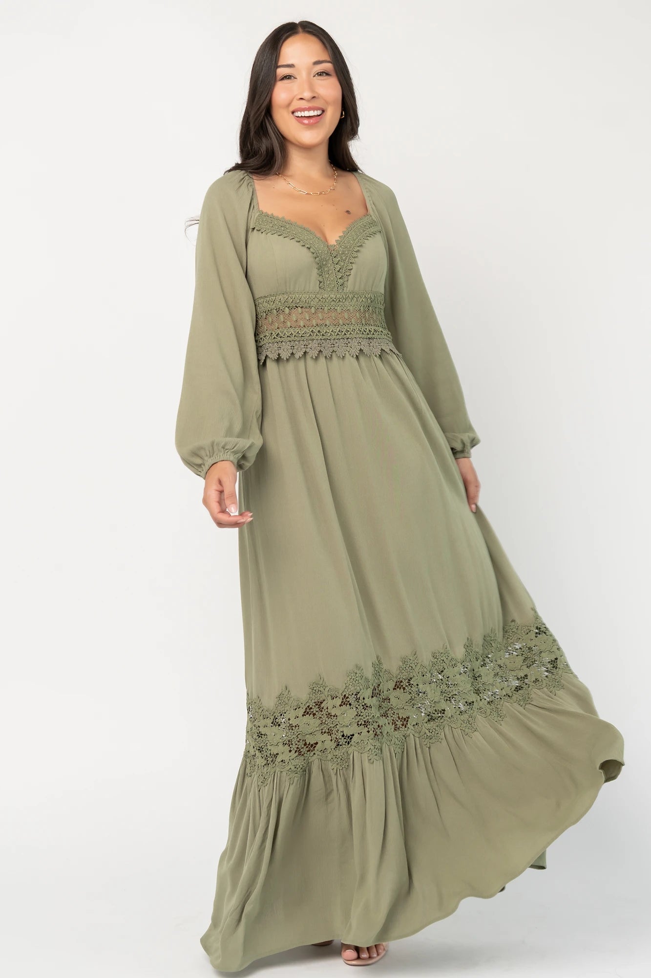 Kristy Boho Lace Maxi Dress | Sage
