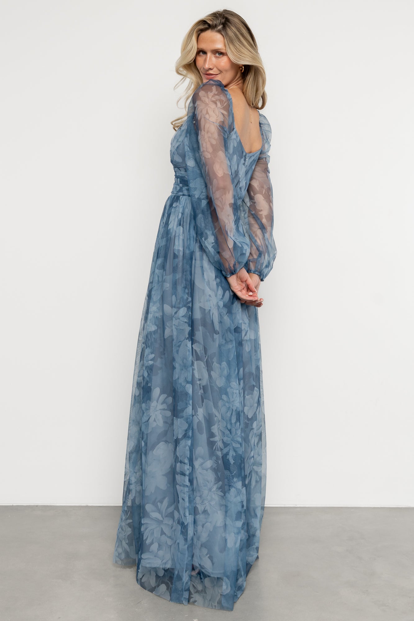 Nara Tulle Maxi Dress | Blue Floral