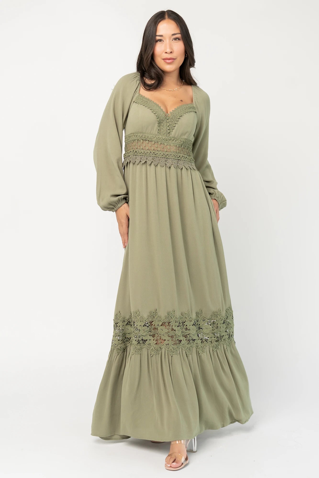 Kristy Boho Lace Maxi Dress | Sage