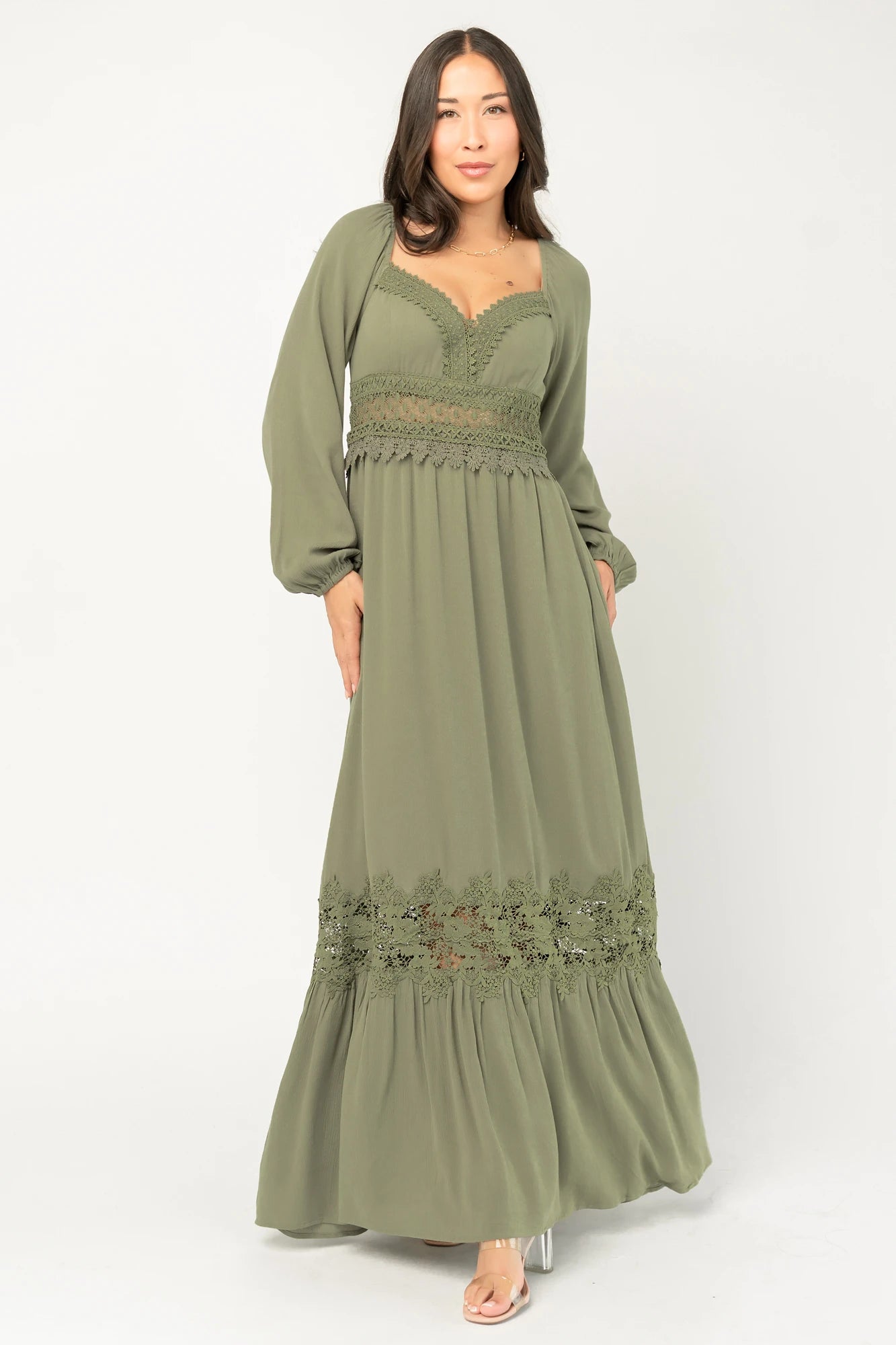 Kristy Boho Lace Maxi Dress | Sage