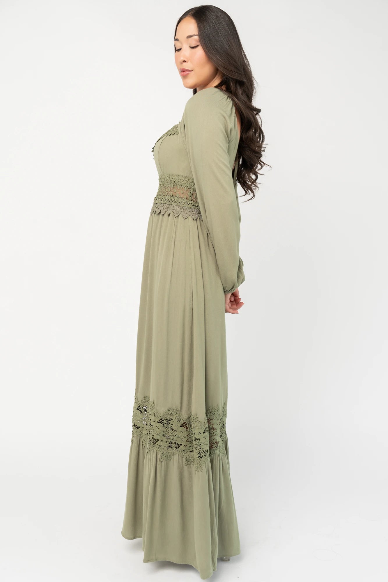 Kristy Boho Lace Maxi Dress | Sage