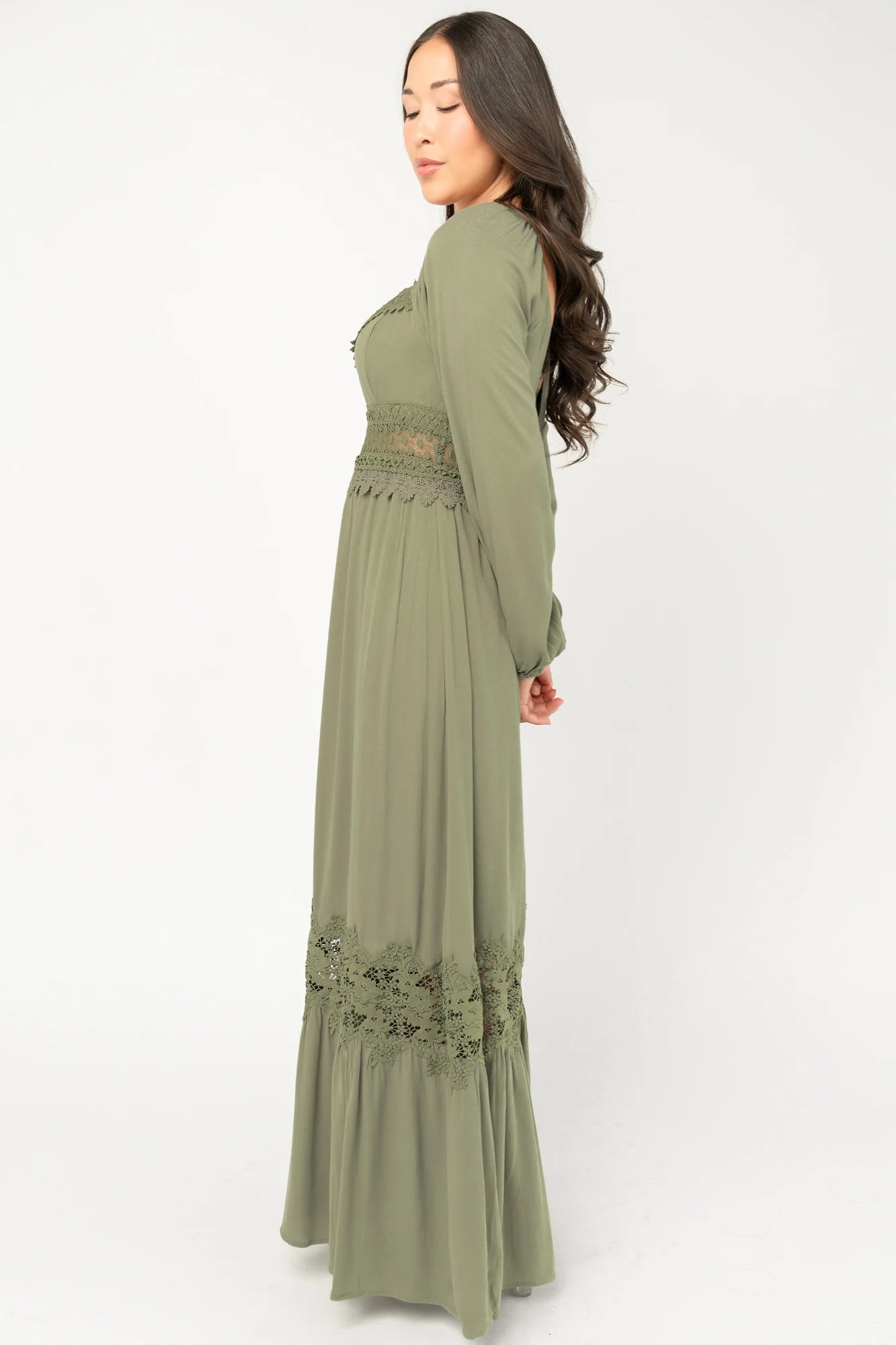 Kristy Boho Lace Maxi Dress | Sage