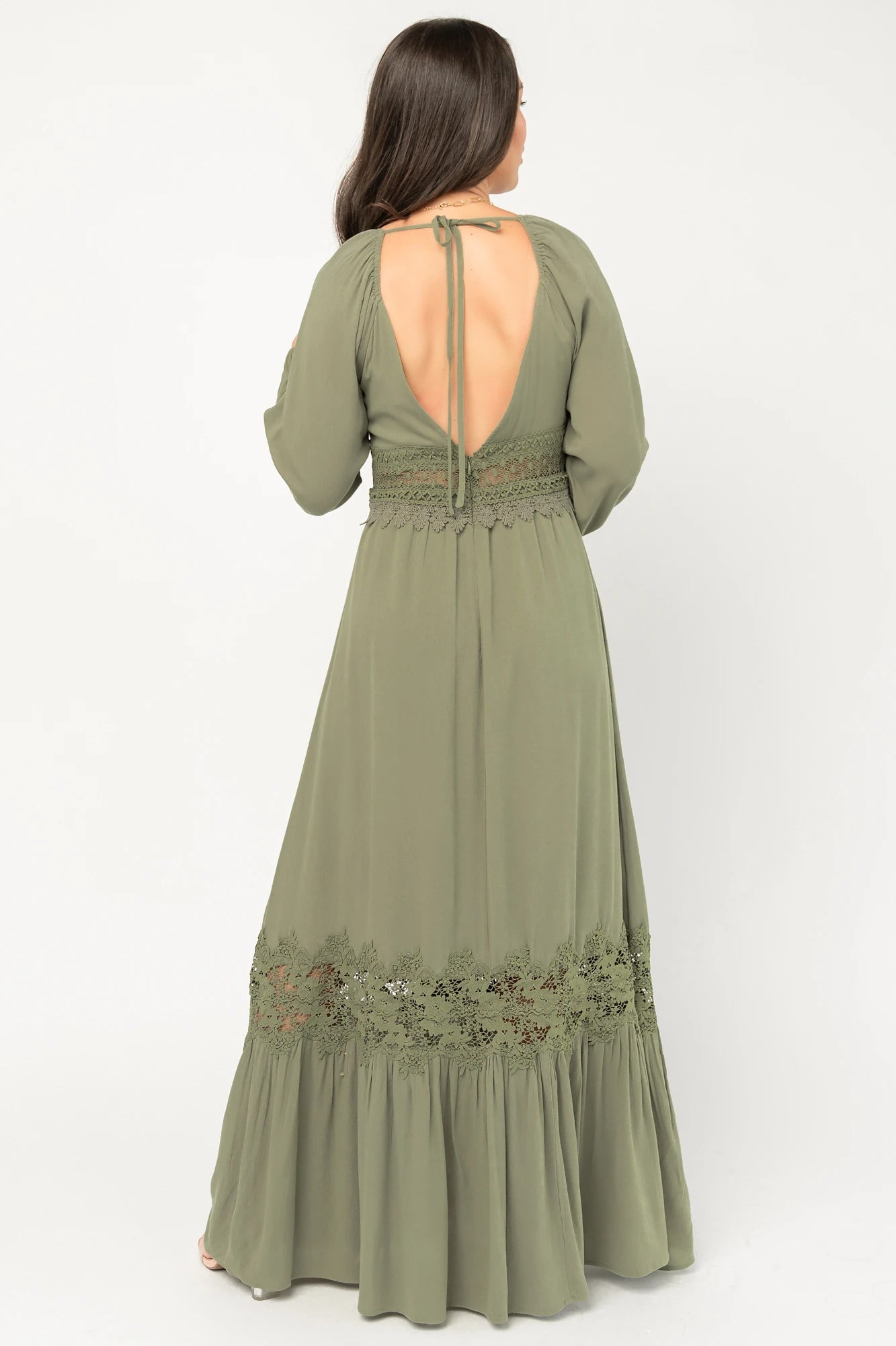 Kristy Boho Lace Maxi Dress | Sage