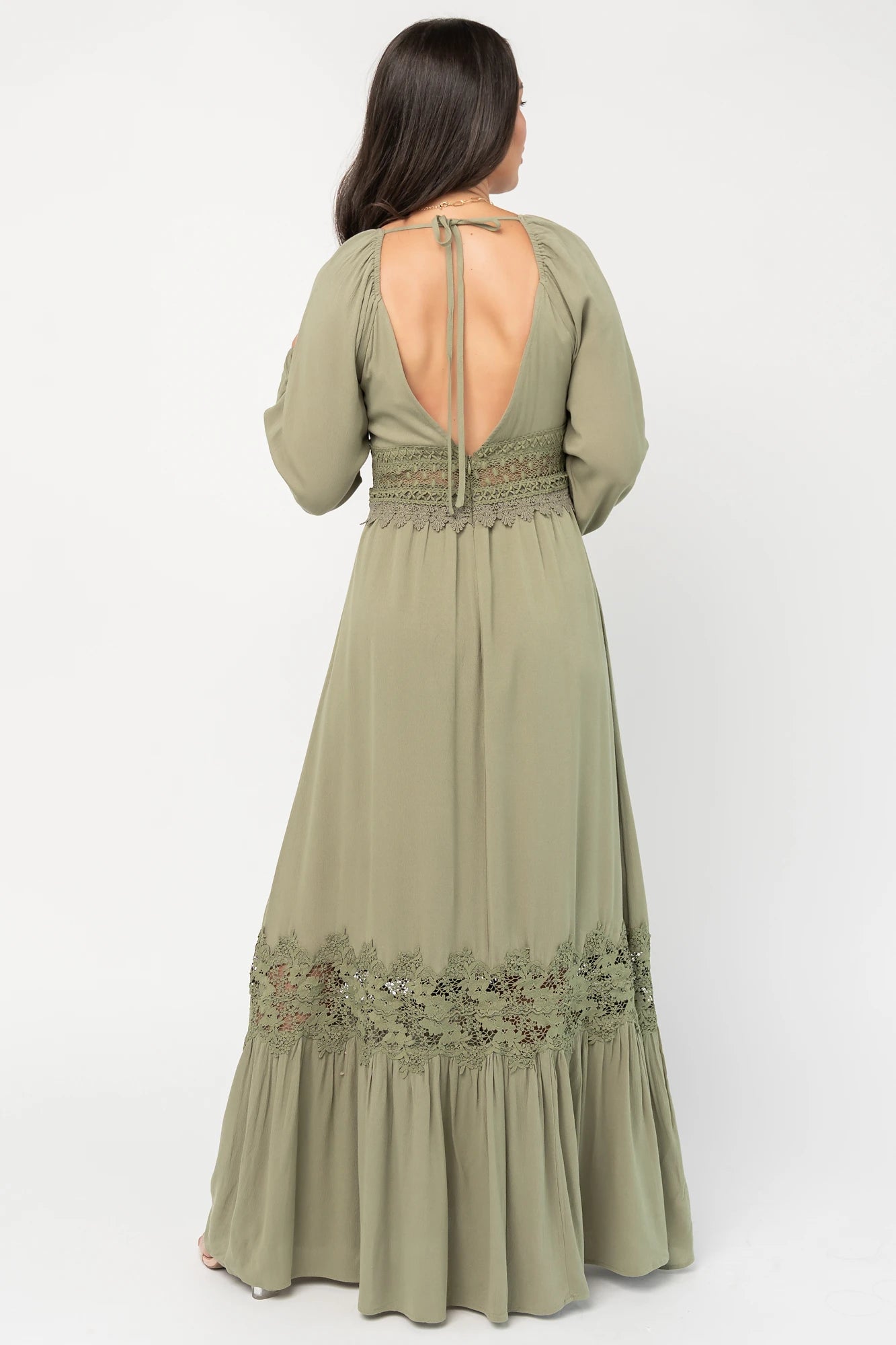 Kristy Boho Lace Maxi Dress | Sage