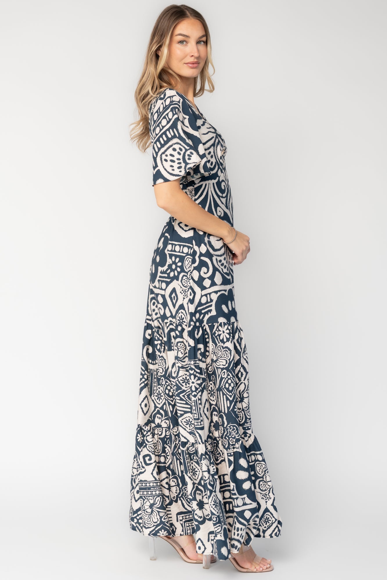 jules maxi dress Baltic Born Womens Jules Maxi Dress | Dark Blue Print