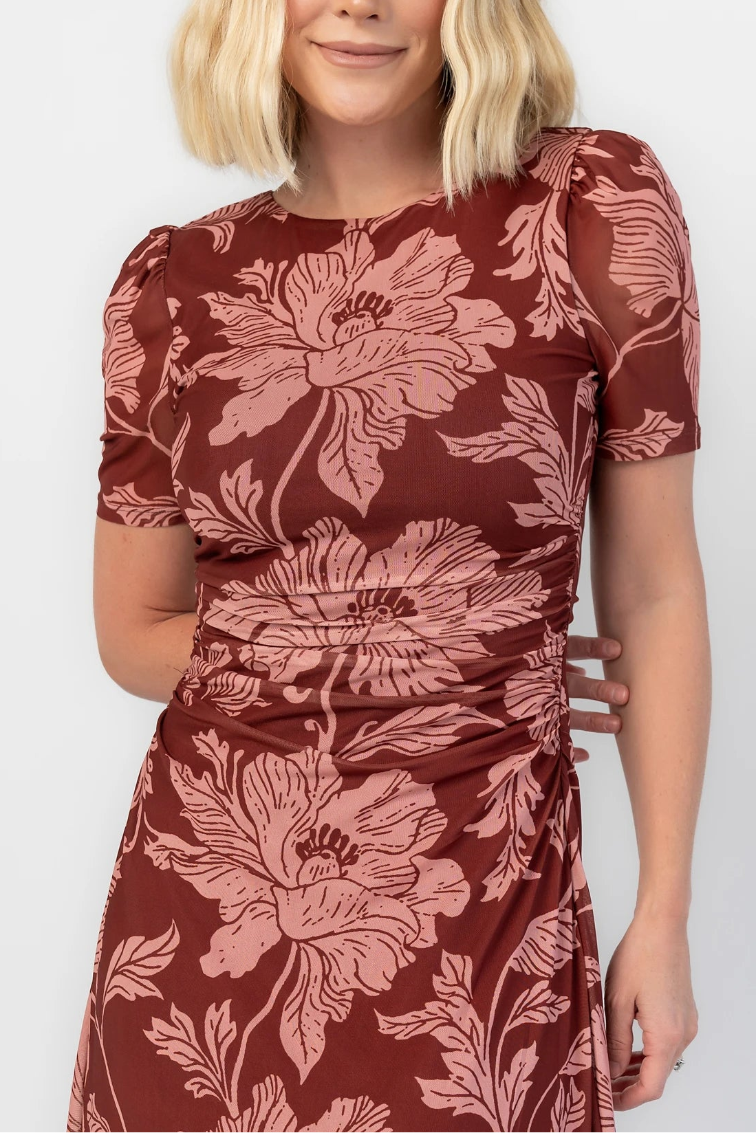 Demitra Mesh Maxi Dress | Marsala Floral