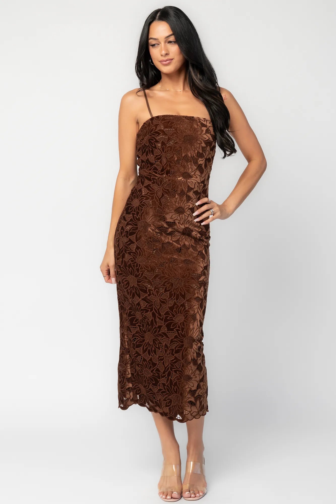 Kensington Lace Midi Dress | Espresso