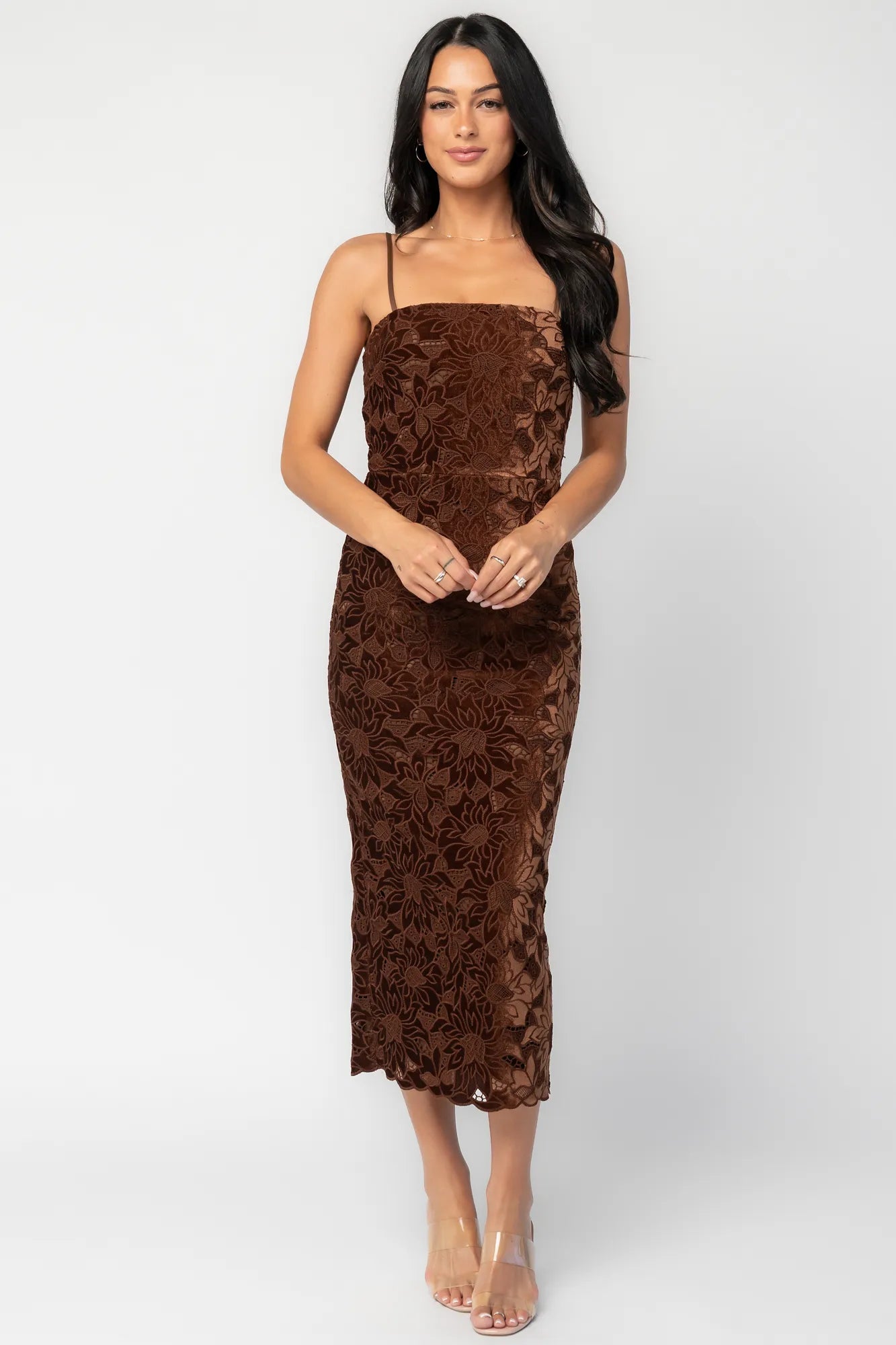 Kensington Lace Midi Dress | Espresso