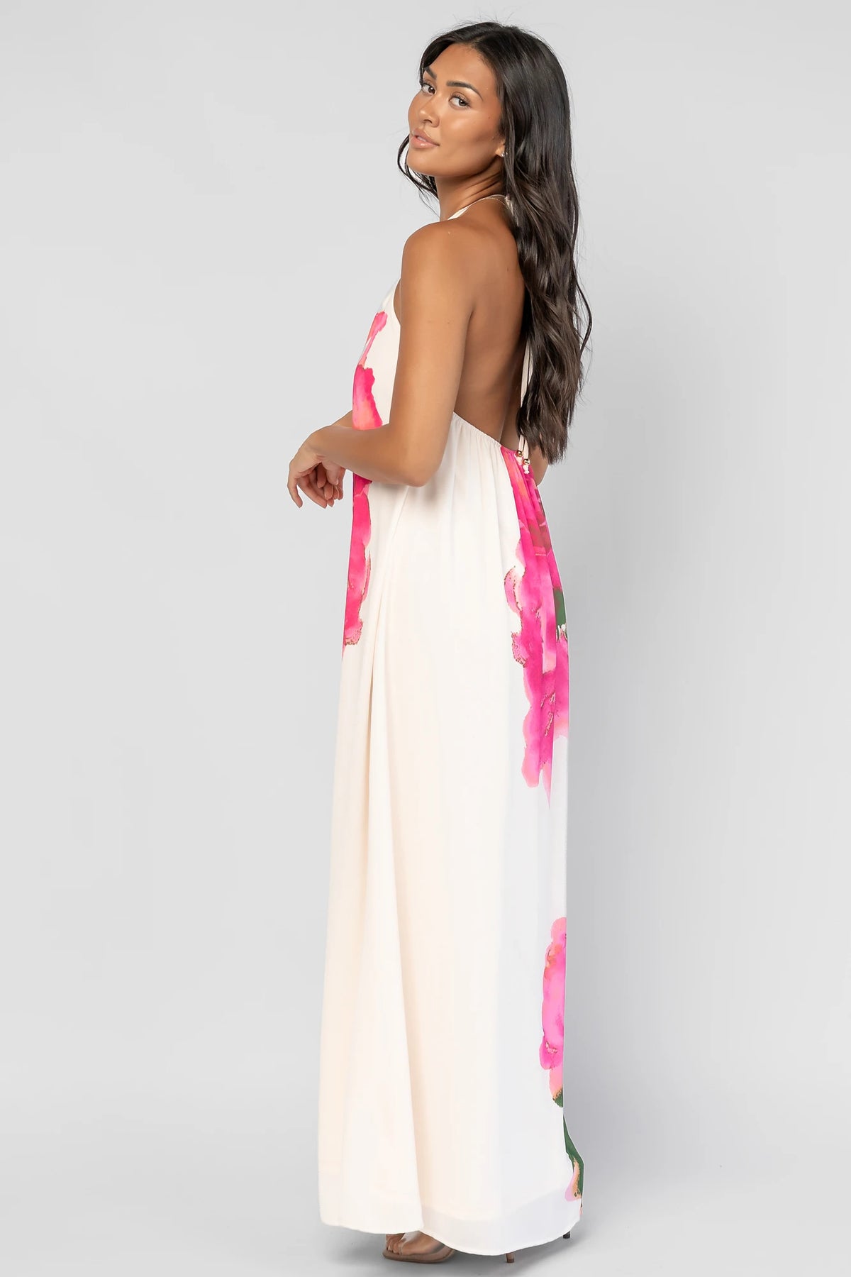 Catalina Halter Maxi Dress | Off White Multi Floral