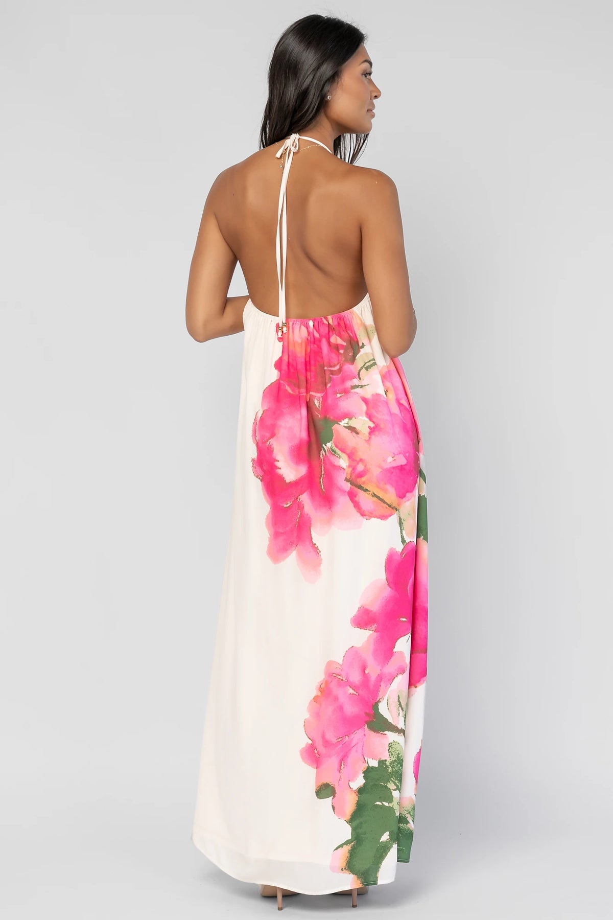 Catalina Halter Maxi Dress | Off White Multi Floral