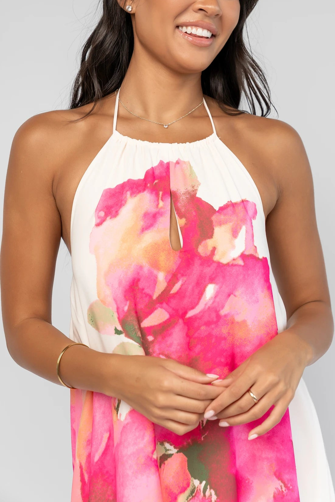 Catalina Halter Maxi Dress | Off White Multi Floral