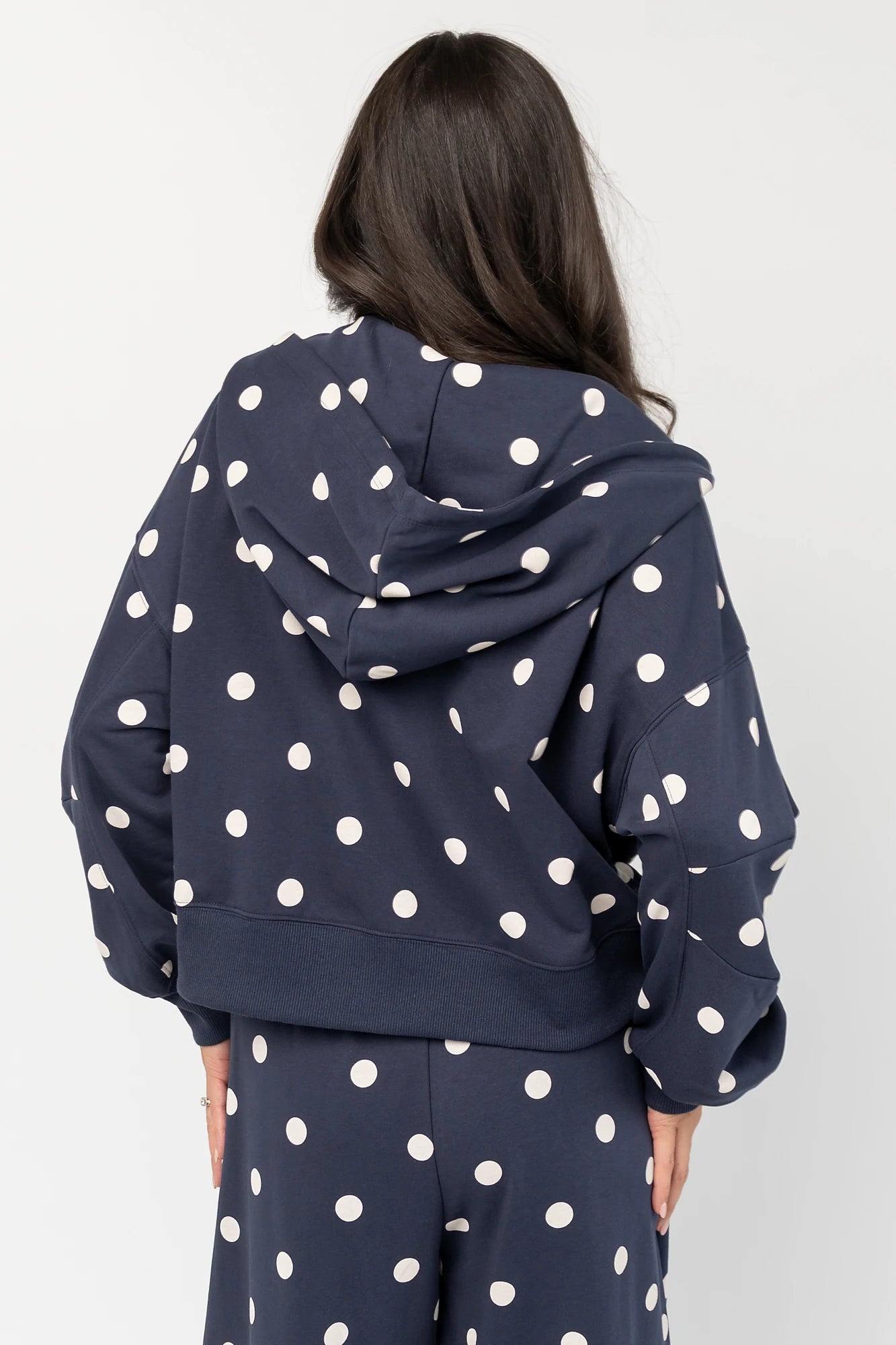 Lydia Zip Up Hoodie | Navy Dot