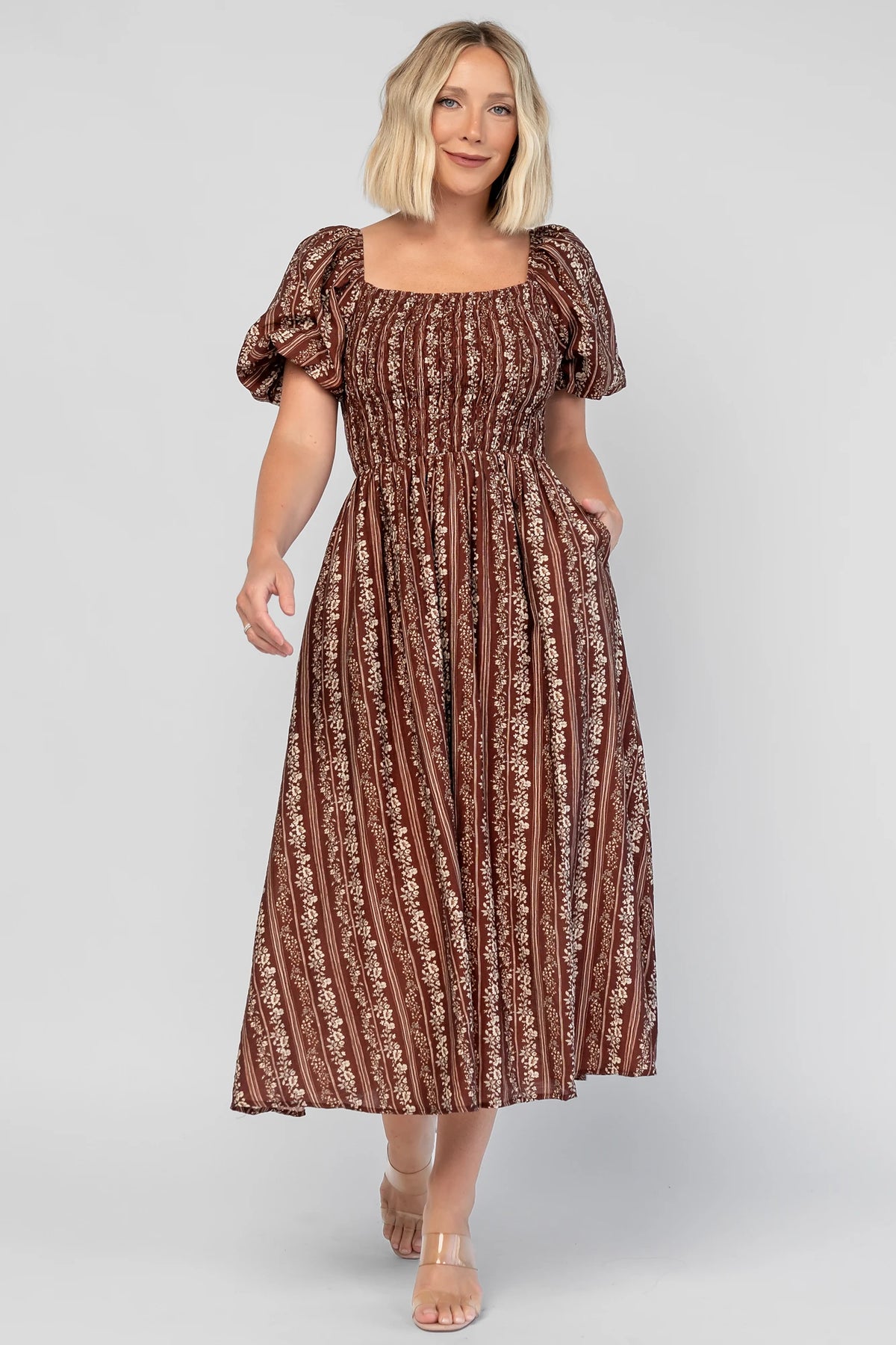 Keira Midi Dress | Mahogany Print