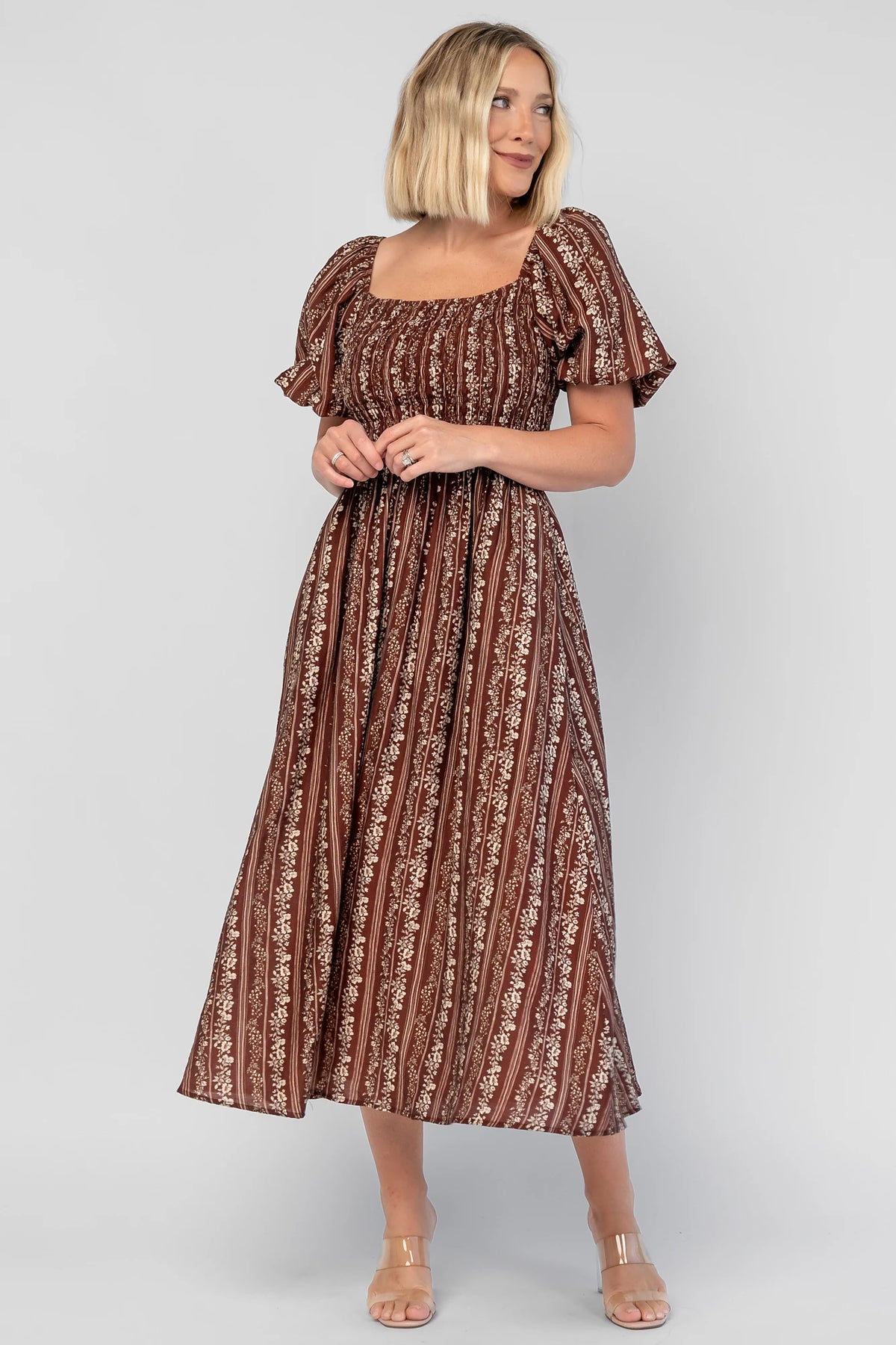 Keira Midi Dress | Mahogany Print
