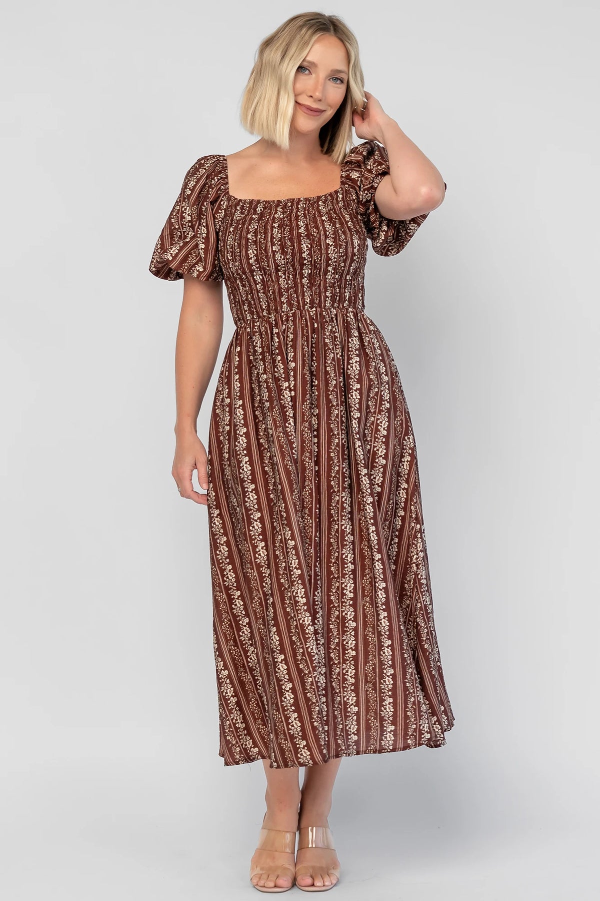 Keira Midi Dress | Mahogany Print