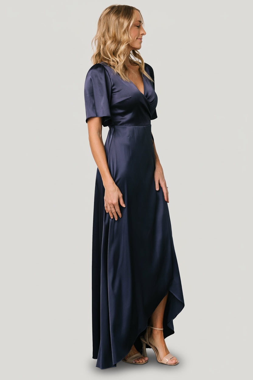 Vara Satin Maxi Wrap Dress
