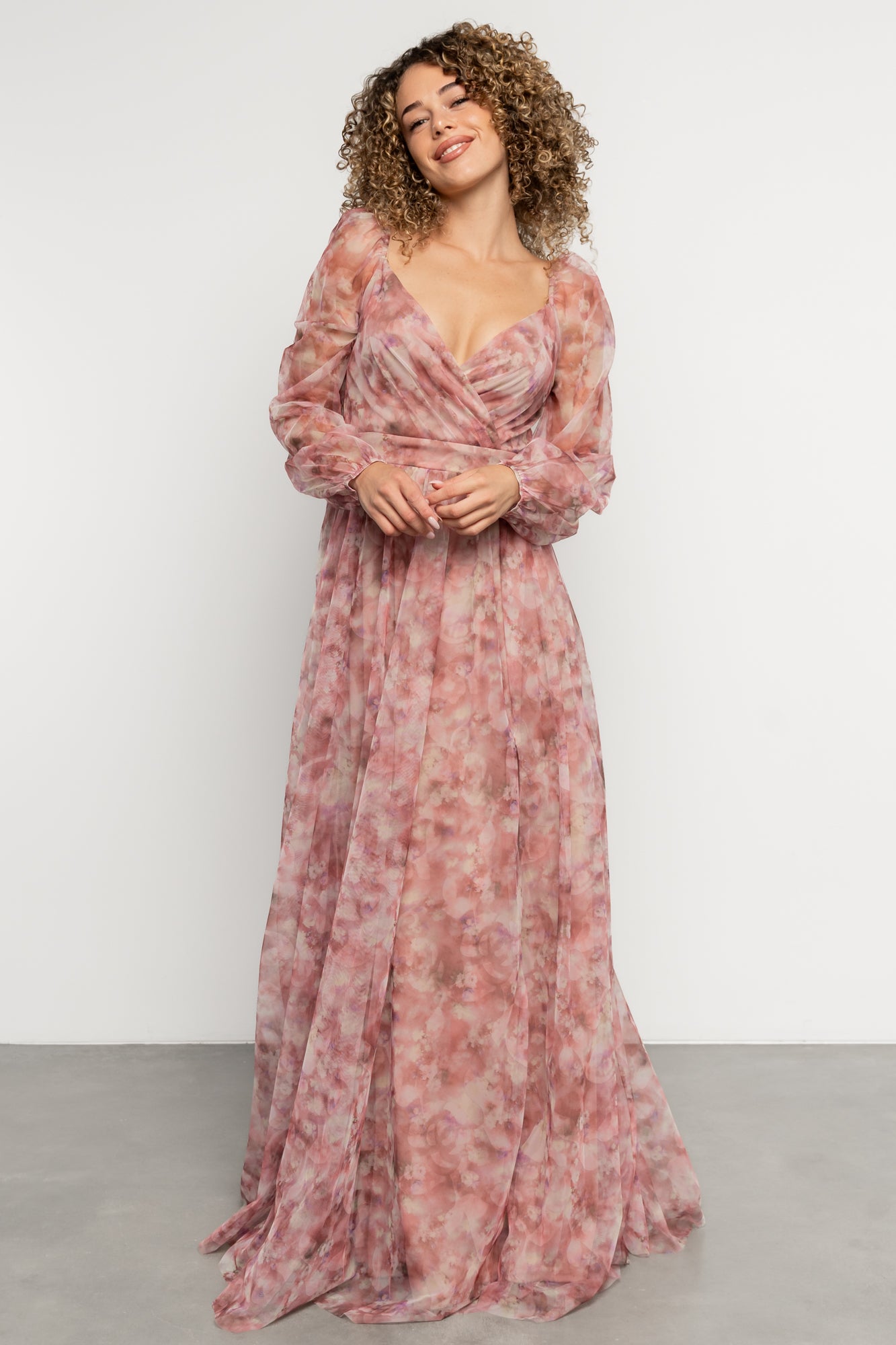 Katara Tulle Maxi Dress | Mauve Floral