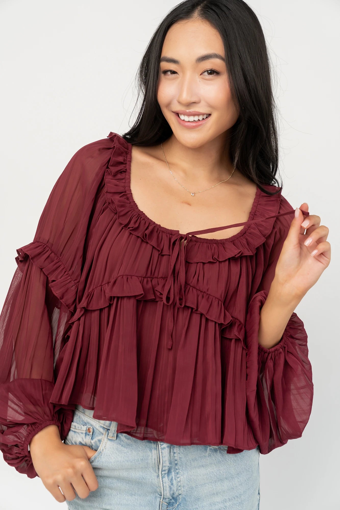 Bellerose Ruffle Top | Burgundy