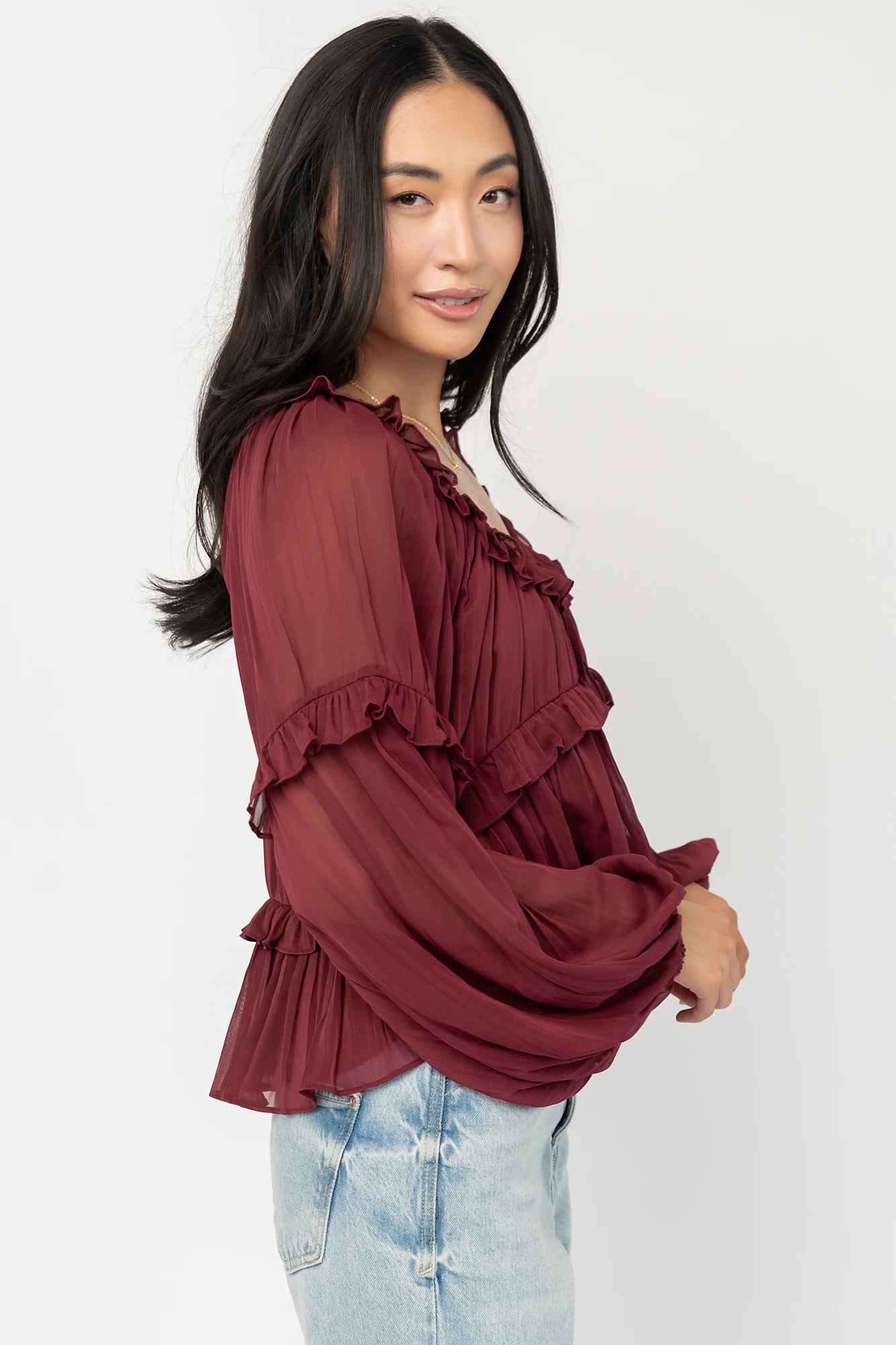 Bellerose Ruffle Top | Burgundy