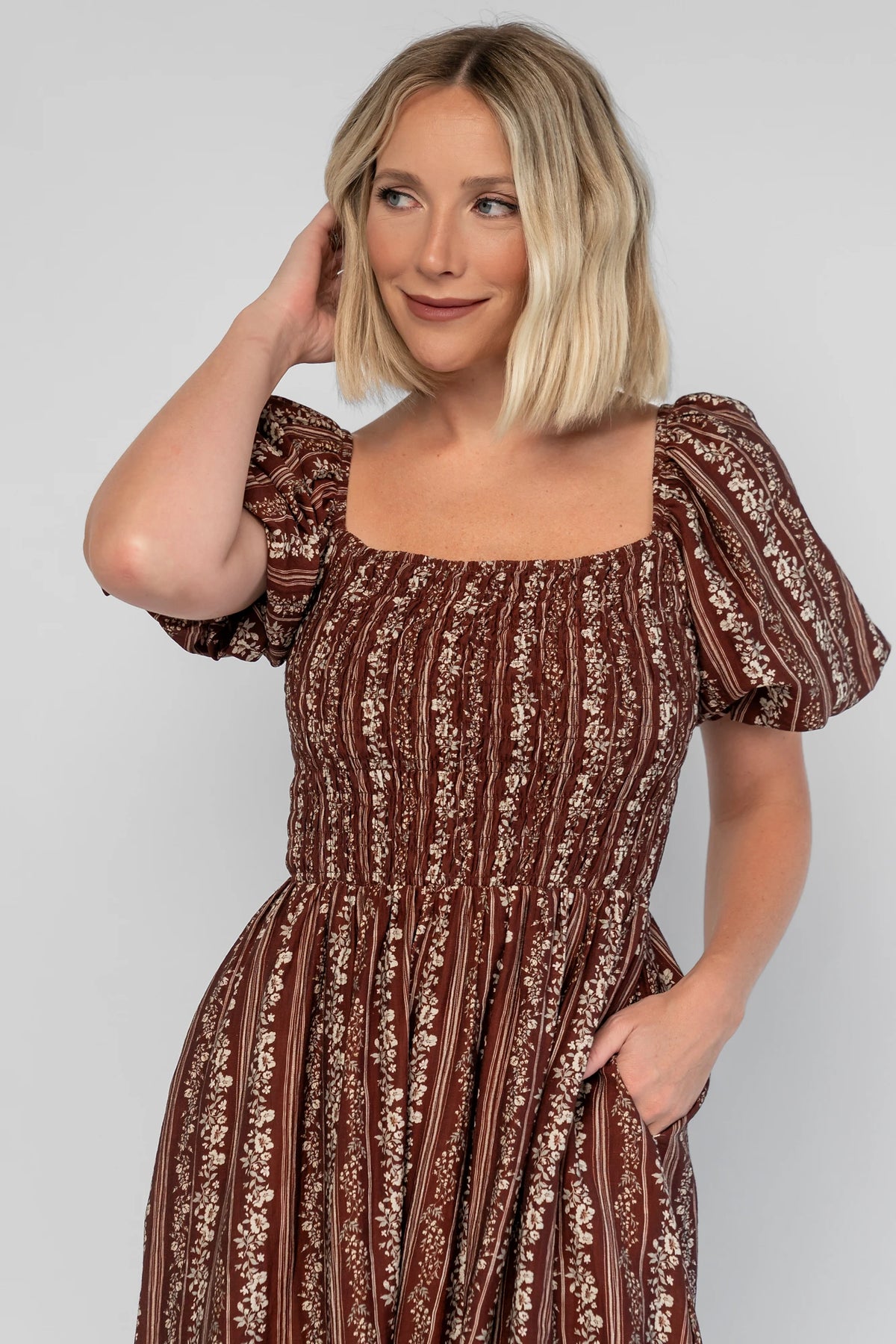 Keira Midi Dress | Mahogany Print