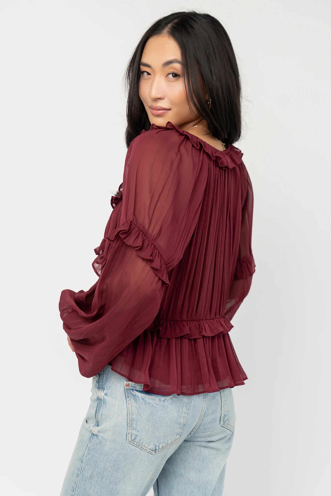 Bellerose Ruffle Top | Burgundy