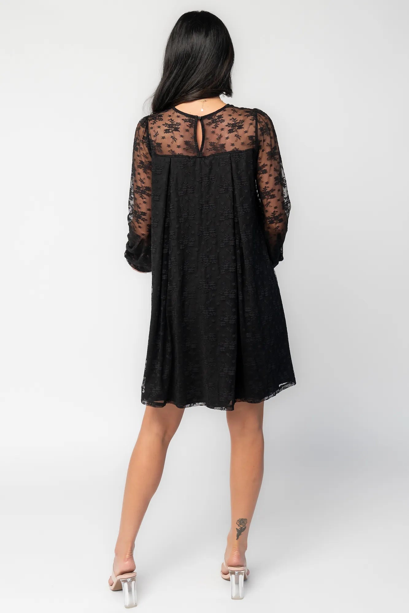 Cityscape Lace Short Dress | Black