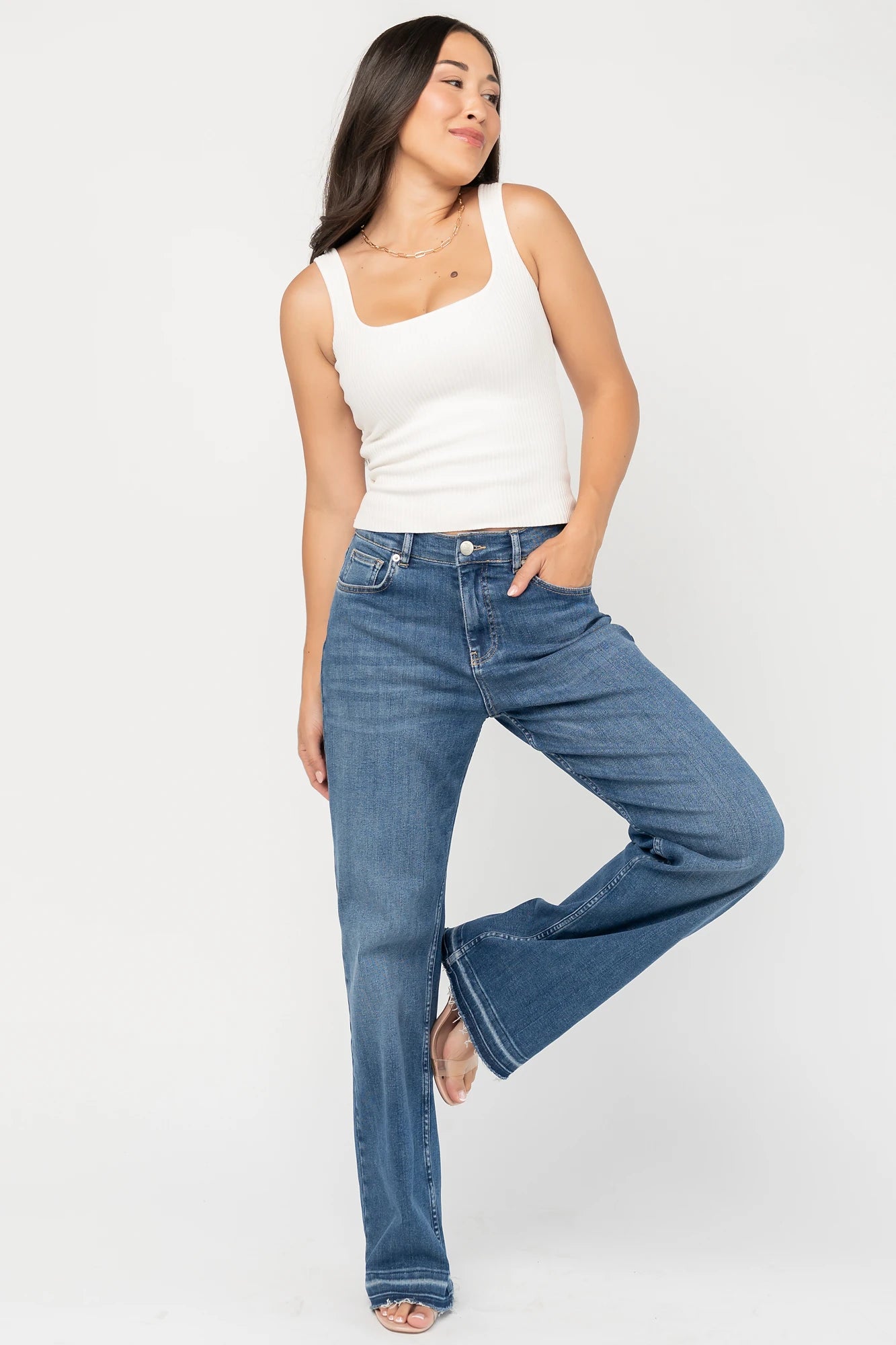 Bria High Rise Wide Leg Jeans | Medium Wash