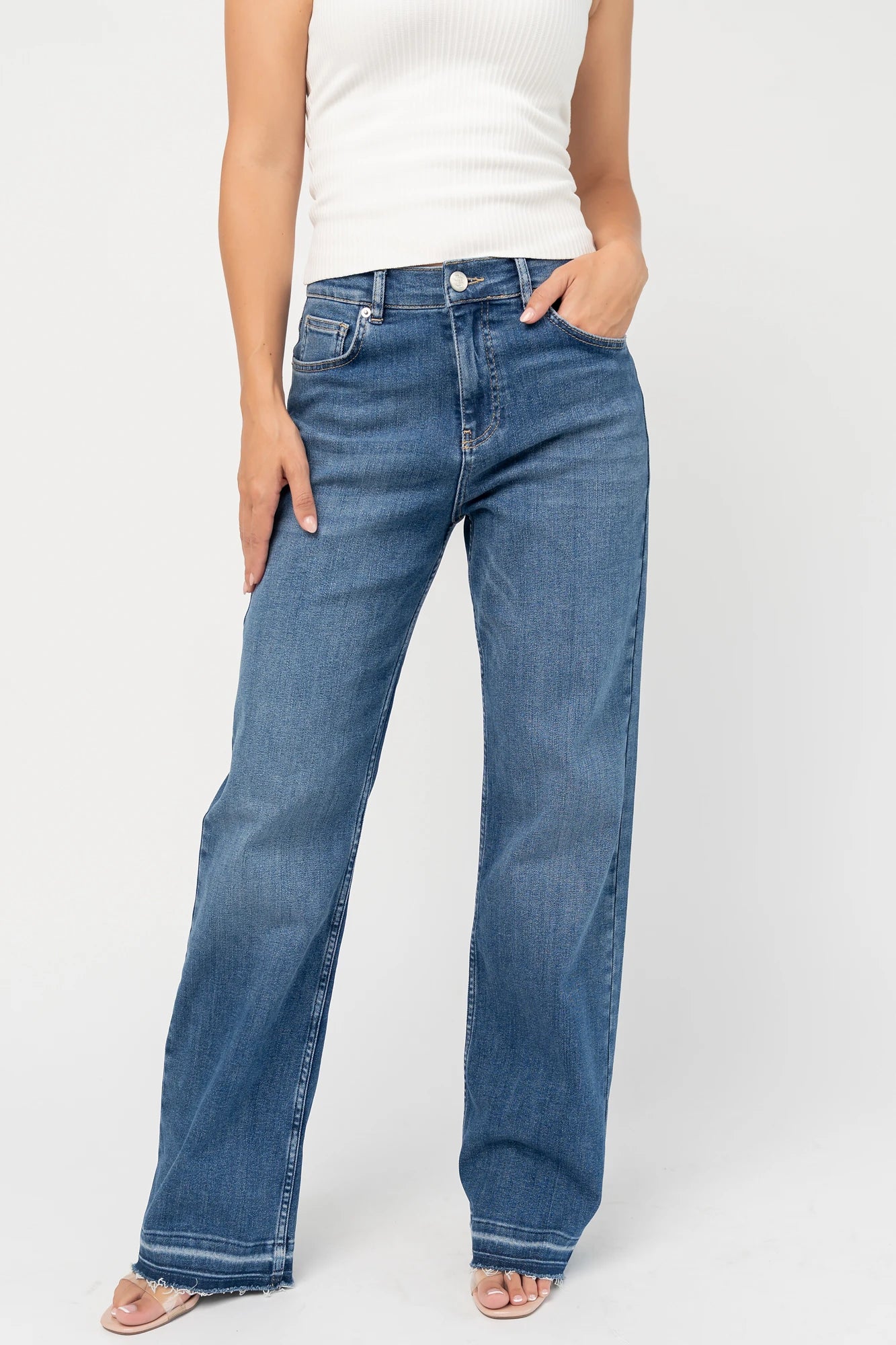 Bria High Rise Wide Leg Jeans | Medium Wash
