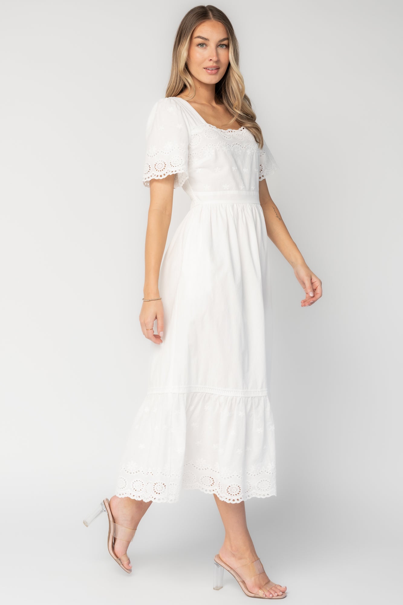Maddy Eyelet Midi Dress | Off White