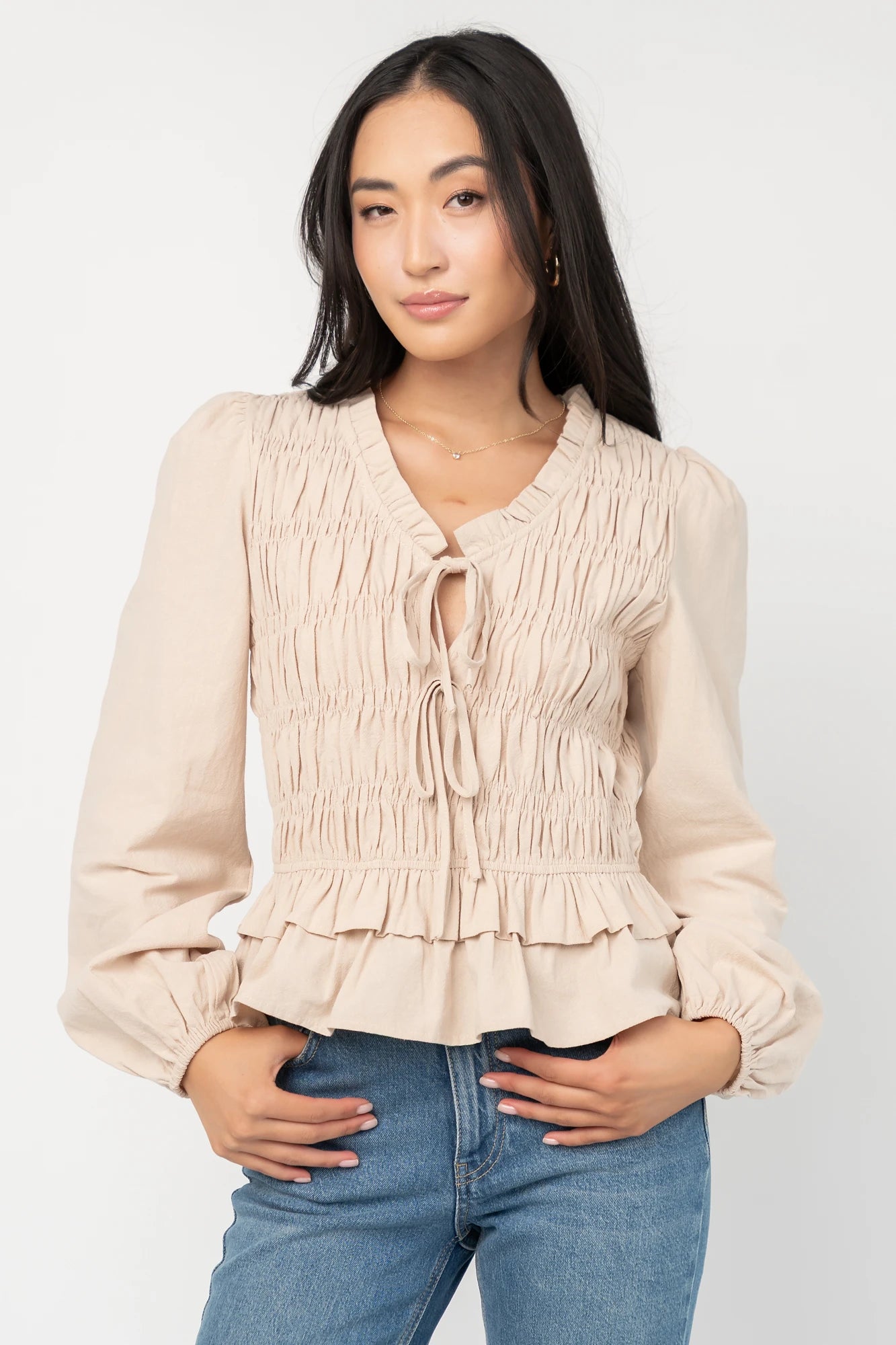 Marnie Smocked Top | Natural