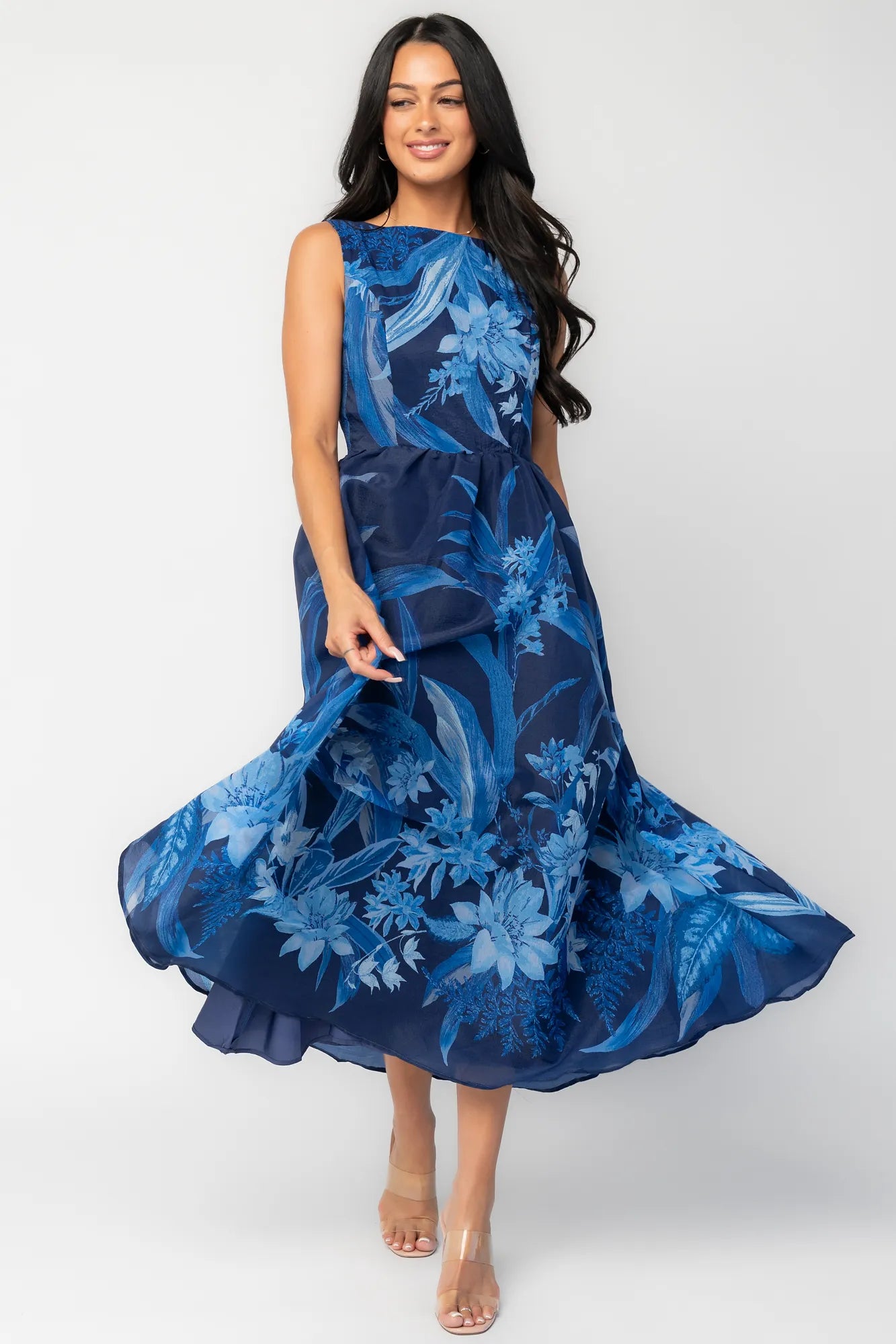 Hudson Midi Dress | Dark Blue Multi