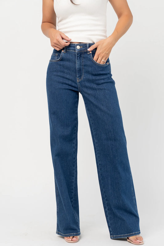 Vesper Mid Rise Wide Leg Jeans | Dark Wash