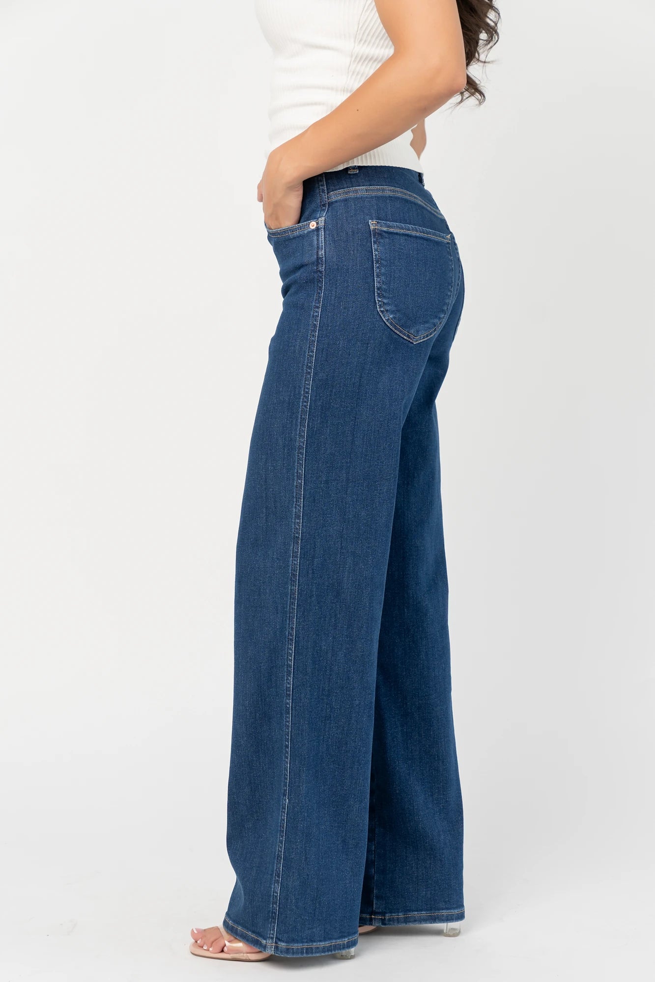 Vesper Mid Rise Wide Leg Jeans | Dark Wash