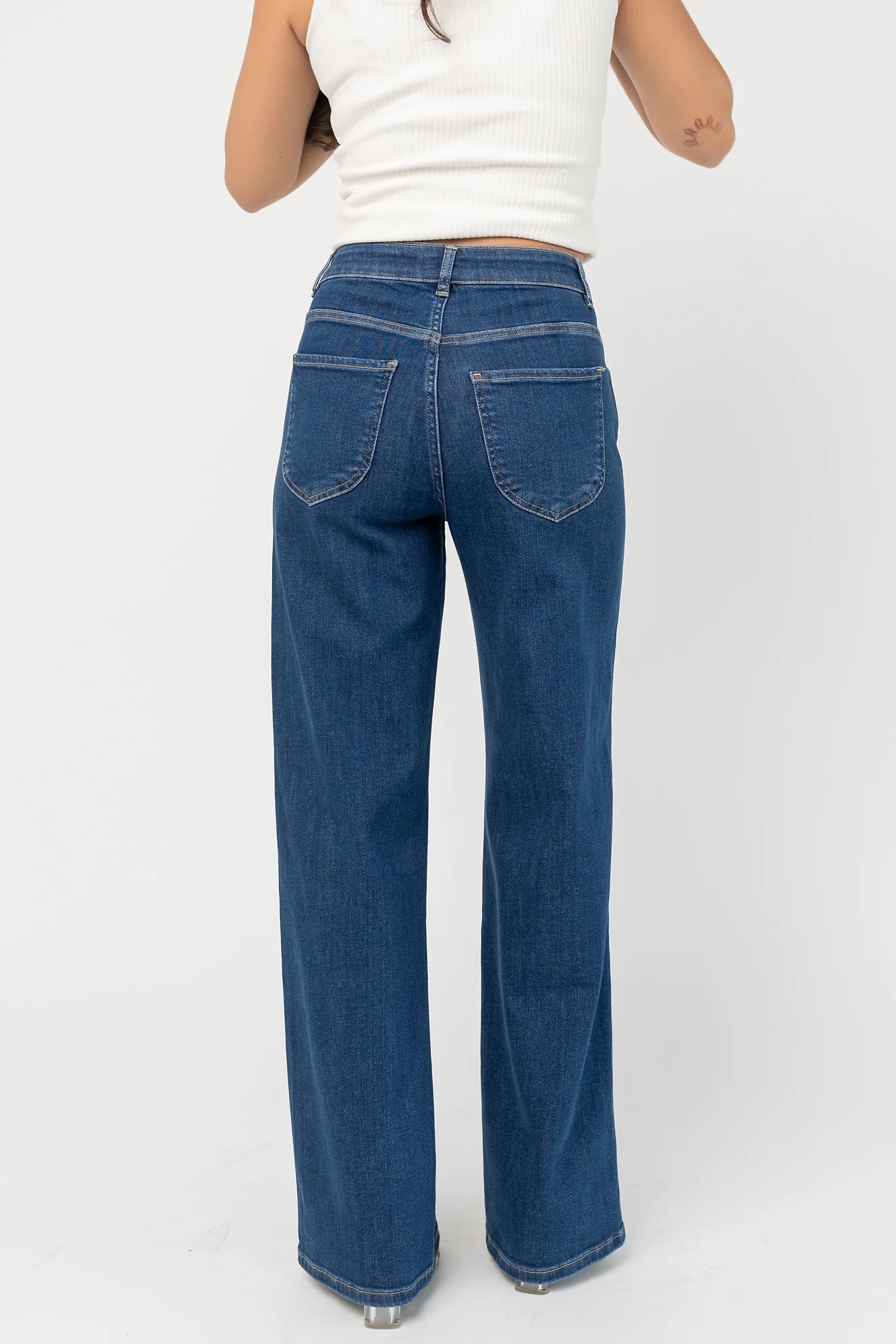 Vesper Mid Rise Wide Leg Jeans | Dark Wash