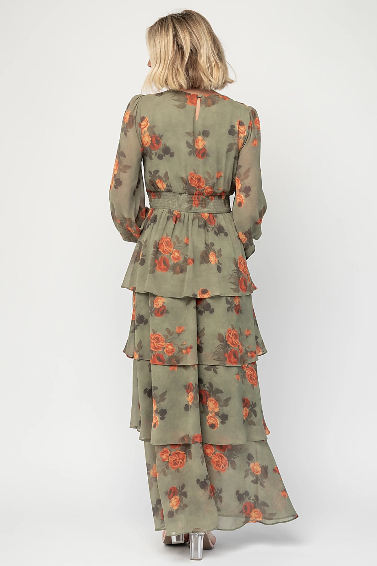 Mariella Tiered Maxi Dress | Dark Sage Floral
