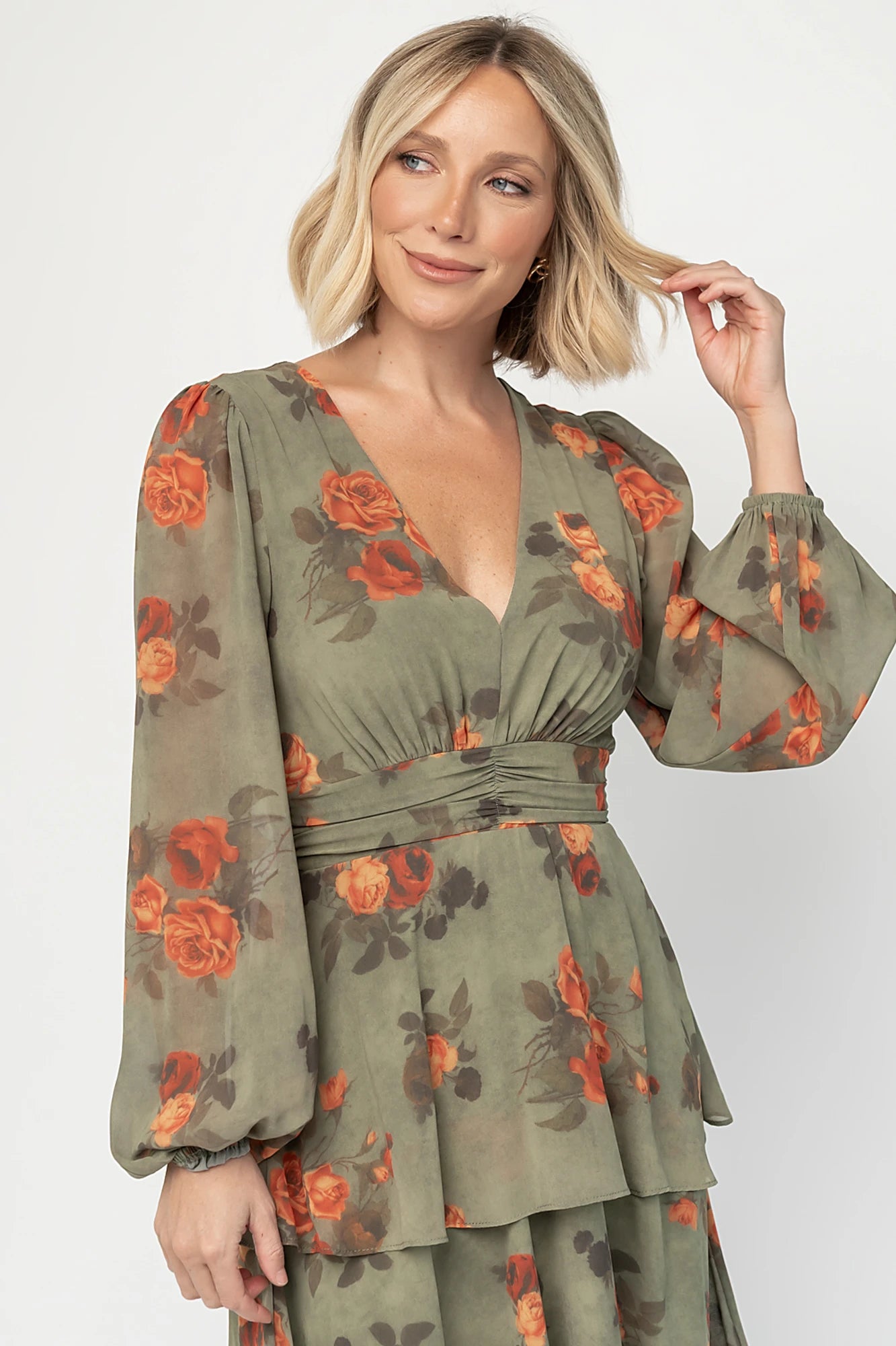 Mariella Tiered Maxi Dress | Dark Sage Floral