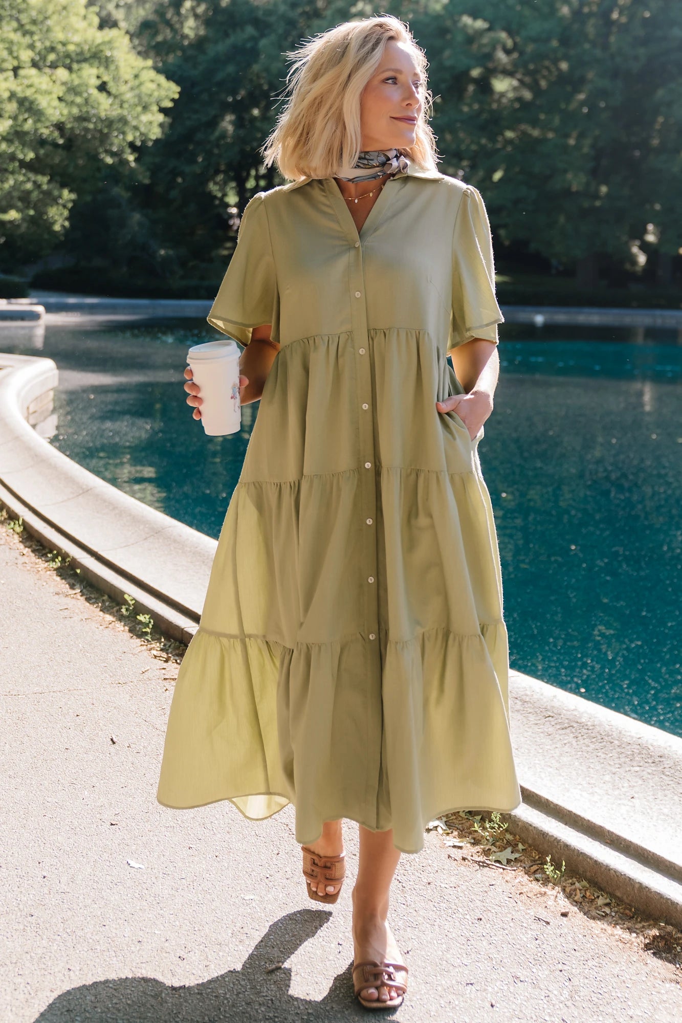 Westbury Tiered Midi Dress | Sage