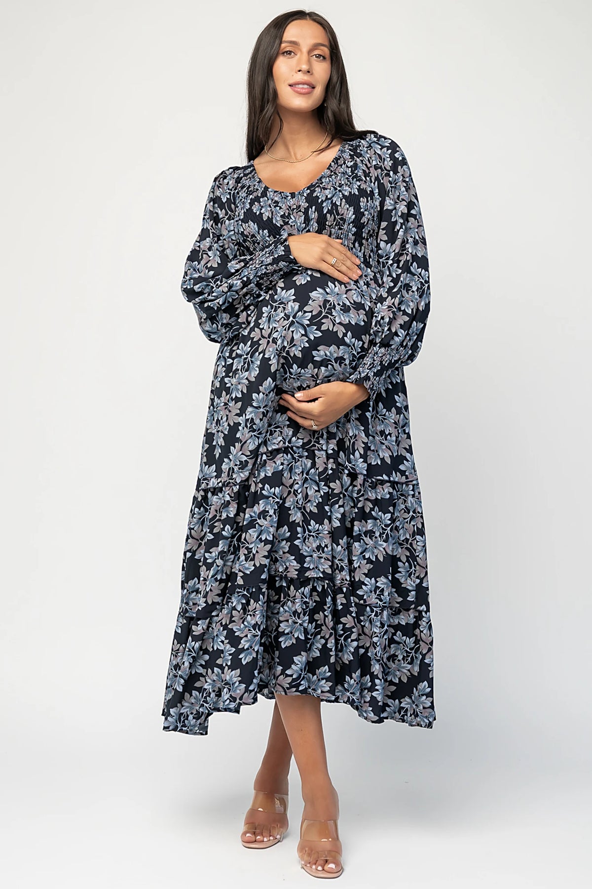 Rayna Smocked Dress | Midnight + Blue Floral