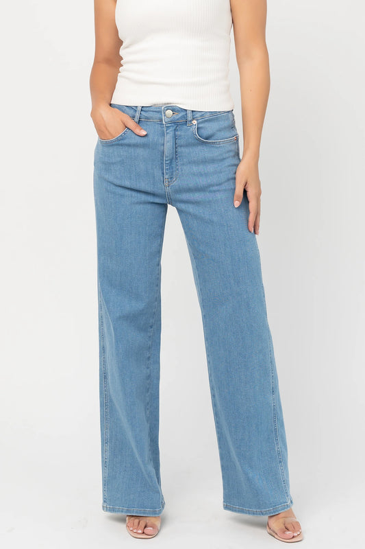 Vesper Mid Rise Wide Leg Jeans | Mid Wash