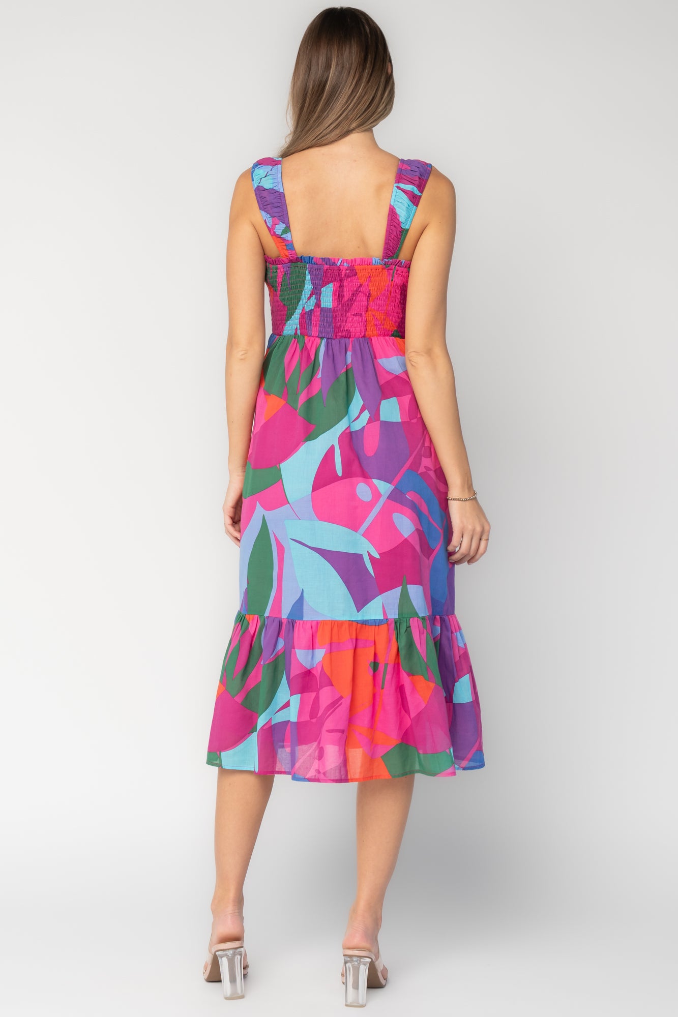 Cruz Smocked Midi Dress | Multi Print