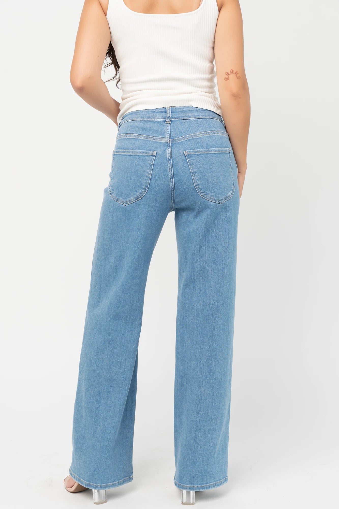 Vesper Mid Rise Wide Leg Jeans | Mid Wash