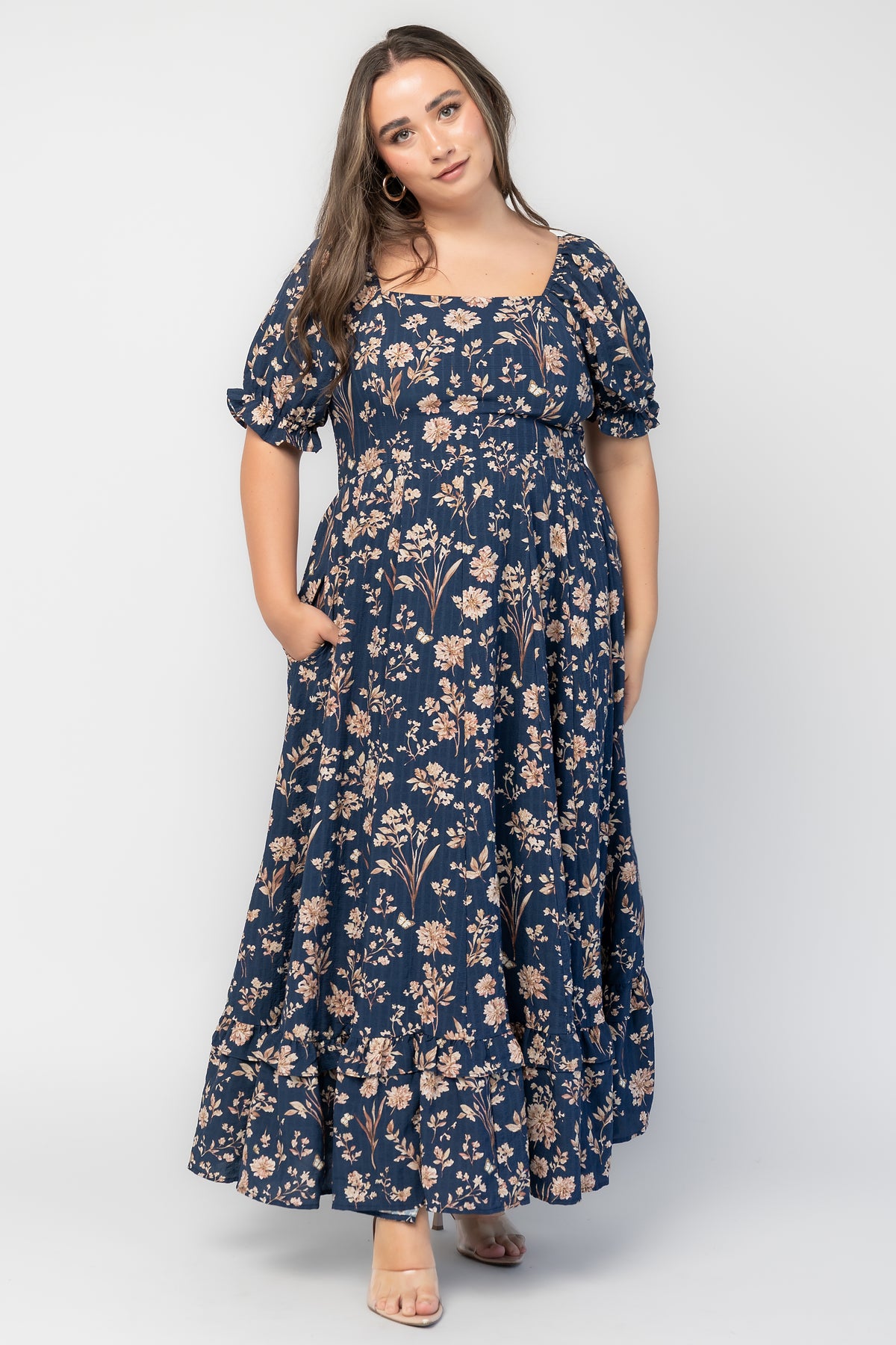Addison Maxi Dress | Dark Blue Floral