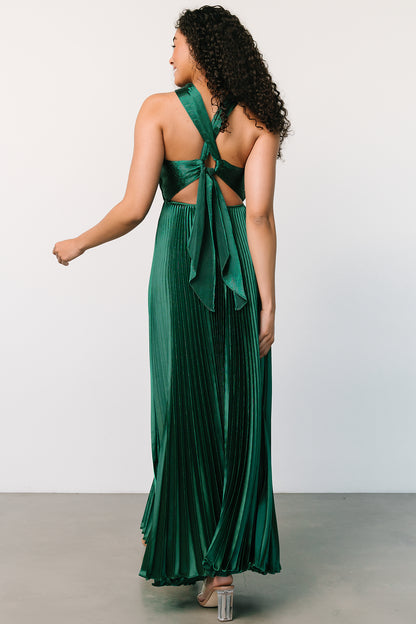 Sandra Pleated Maxi Dress | Emerald