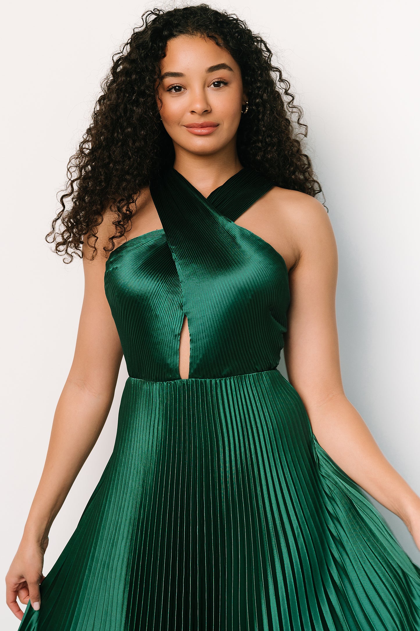 Sandra Pleated Maxi Dress | Emerald