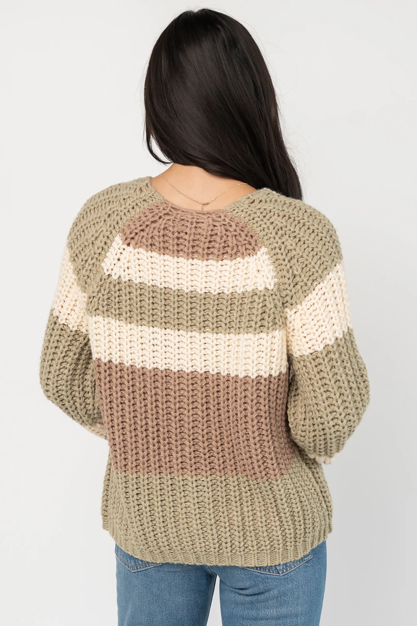 Ophelia Chunky Striped Cardigan | Sage Multi