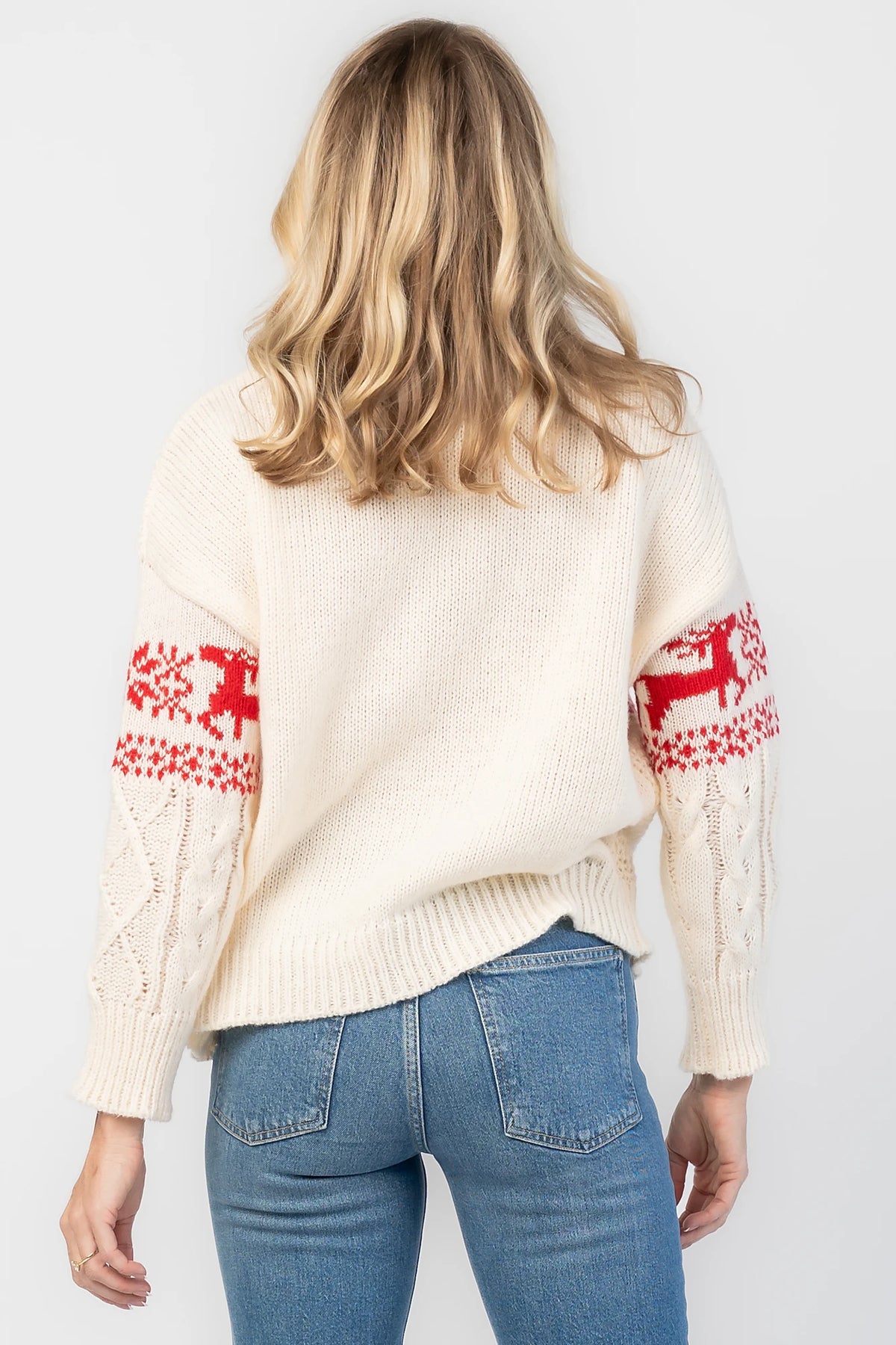 Elyse Sweater | Cream + Red