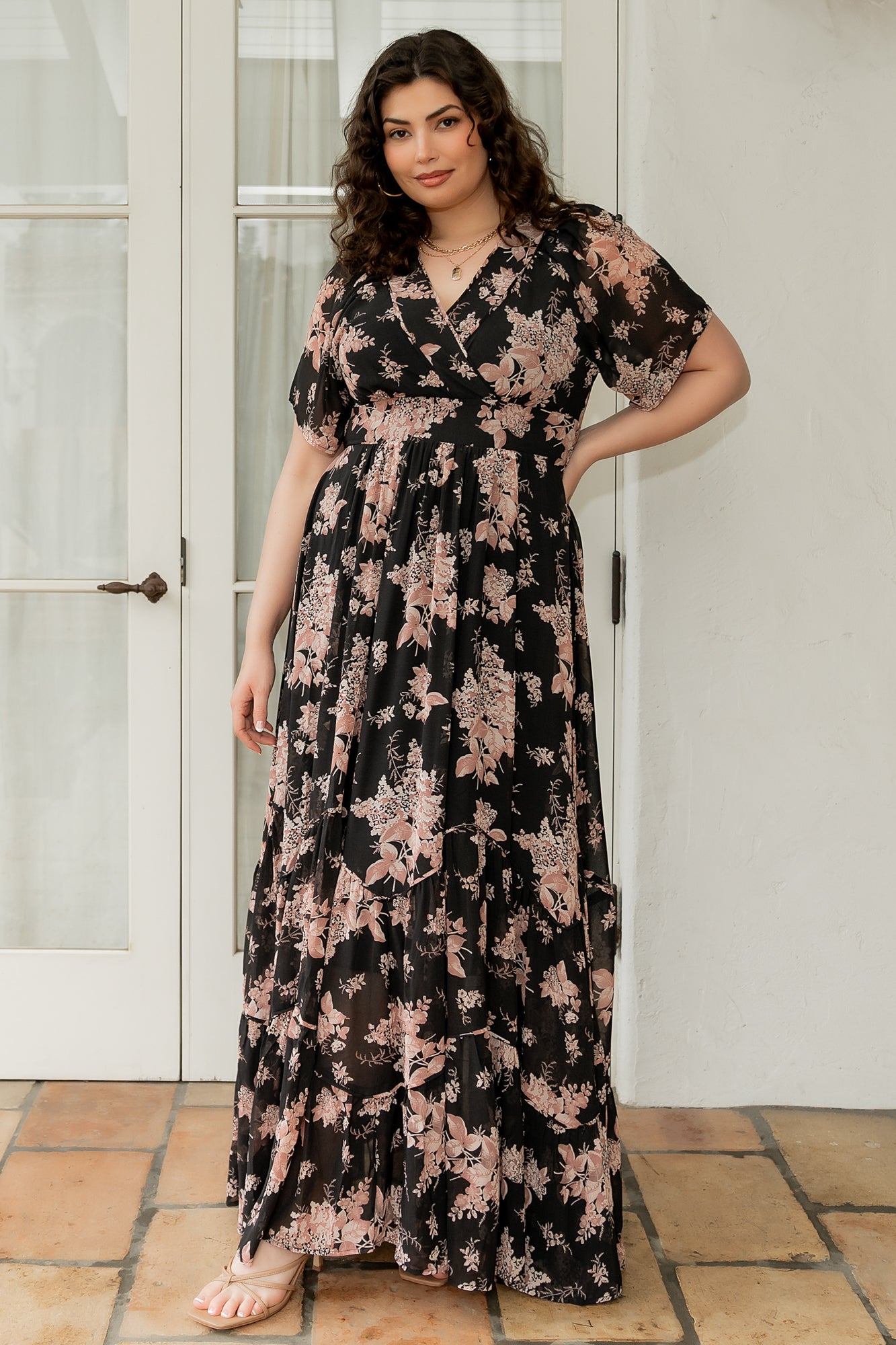 Katherine Maxi Dress Black & Blush Floral | Baltic Born XL Katherine Maxi Dress Black & Blush Floral | Baltic Born XL
